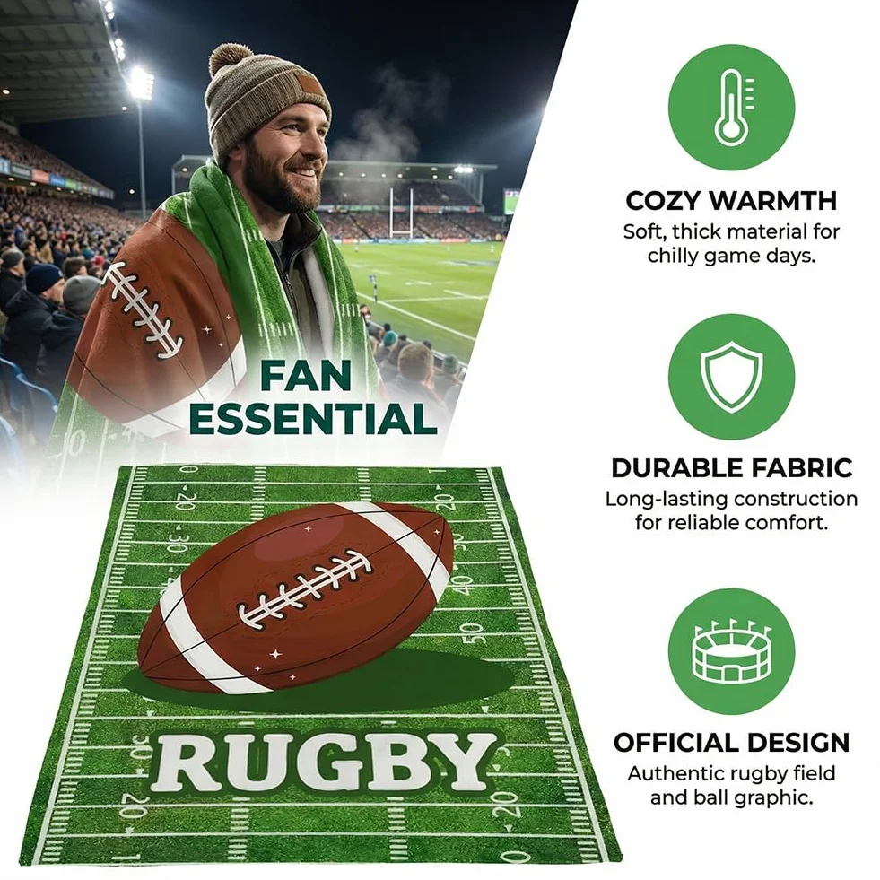 Couverture Rugby Personnalisée Homme Cadeau Entraîneur Football Anniversaire