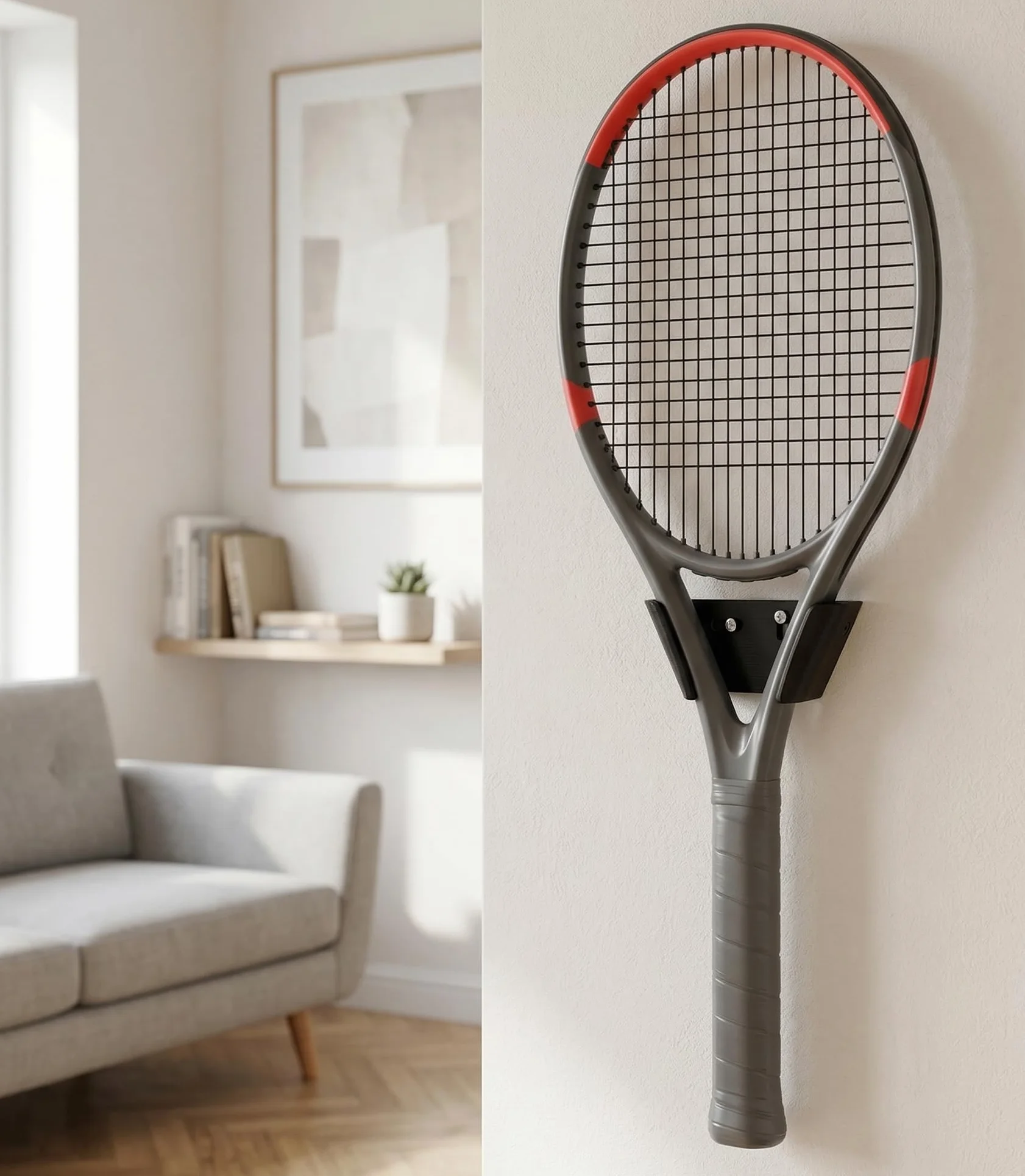 Lot de 2 supports muraux pour raquettes de tennis avec vis et chevilles