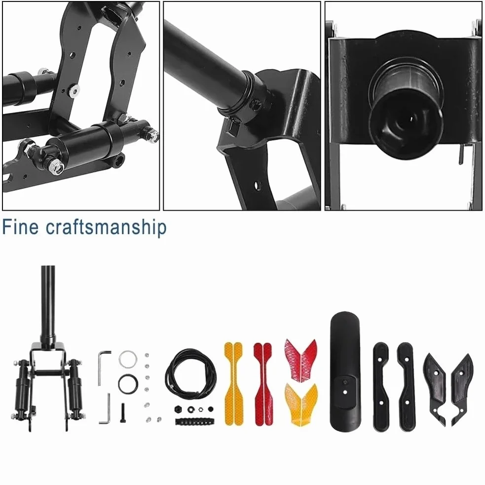 Réducteur de vibrations de suspension avant en alliage d'aluminium pour trottinette électrique Ninebot Max avec kit de garde-boue pour réduire les chocs et protéger contre les éclaboussures. Version