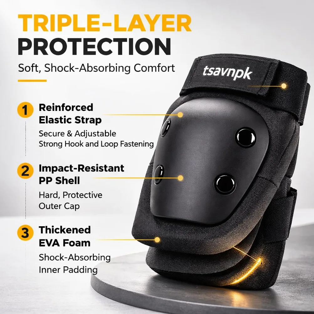 Équipement de protection pour skateboard, équipement de protection de patin, genouillères, tortue de glace, ensemble de 6 pièces épaisses