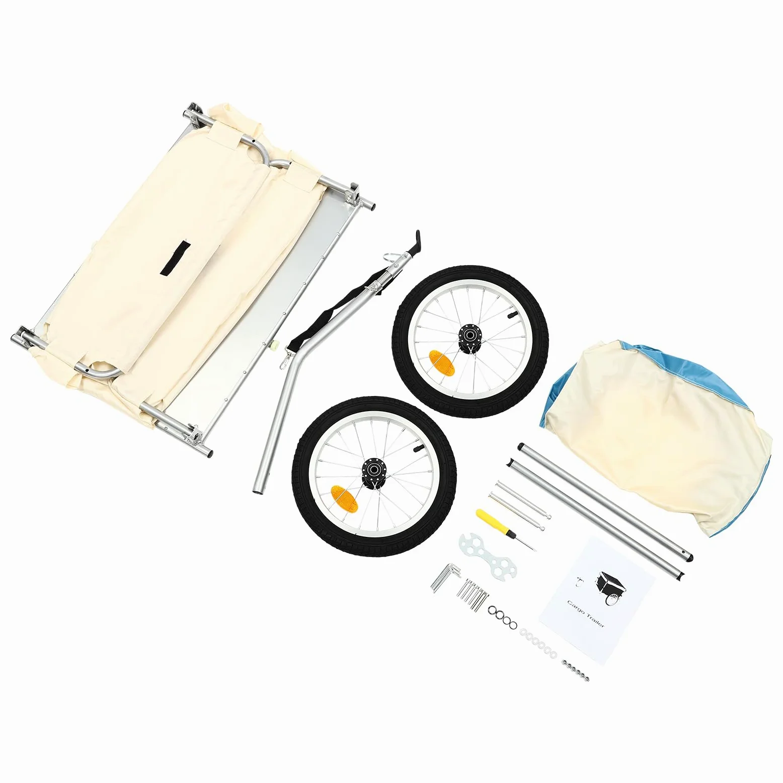 Remorque de charge de vélo pliable en aluminium multifonction 52 × 69 × 27 cm, remorque de vélo avec capacité de charge de 50 kg