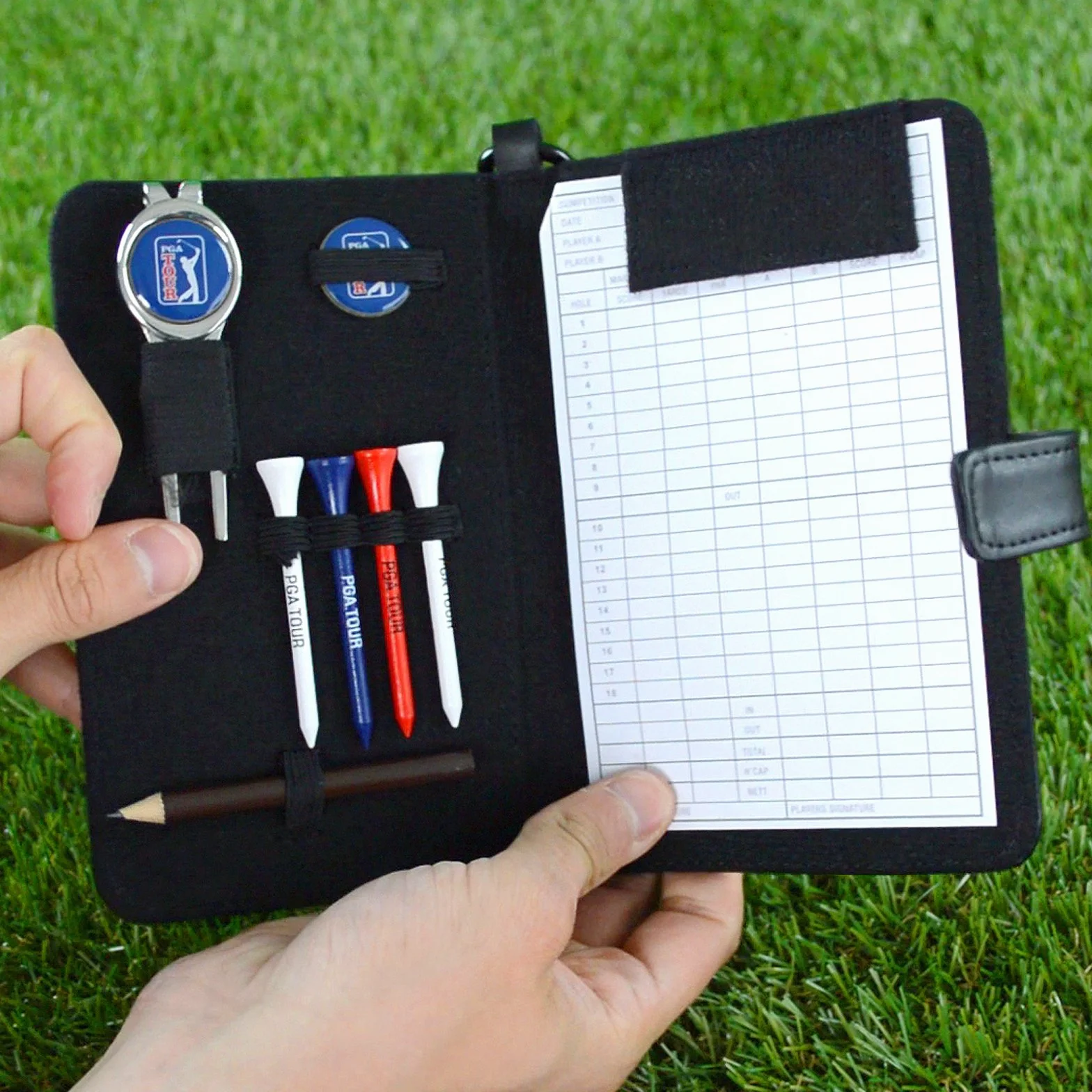 PGA Tour Golf Organiseur en Cuir Noir