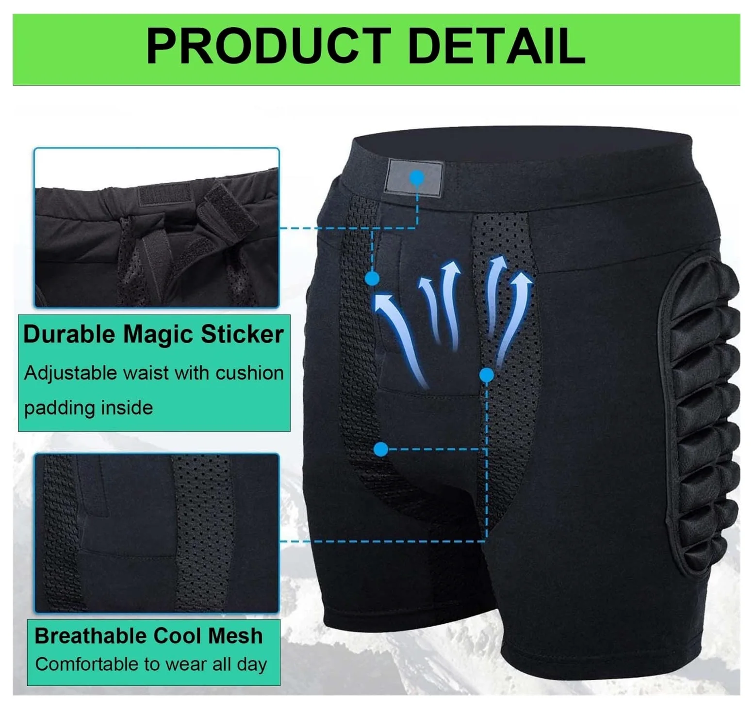 WEITING Butt Pad Shorts for Patinage Snowboard Ski Hockey, Équipement for Ski Patinage Snowboard Skateboard