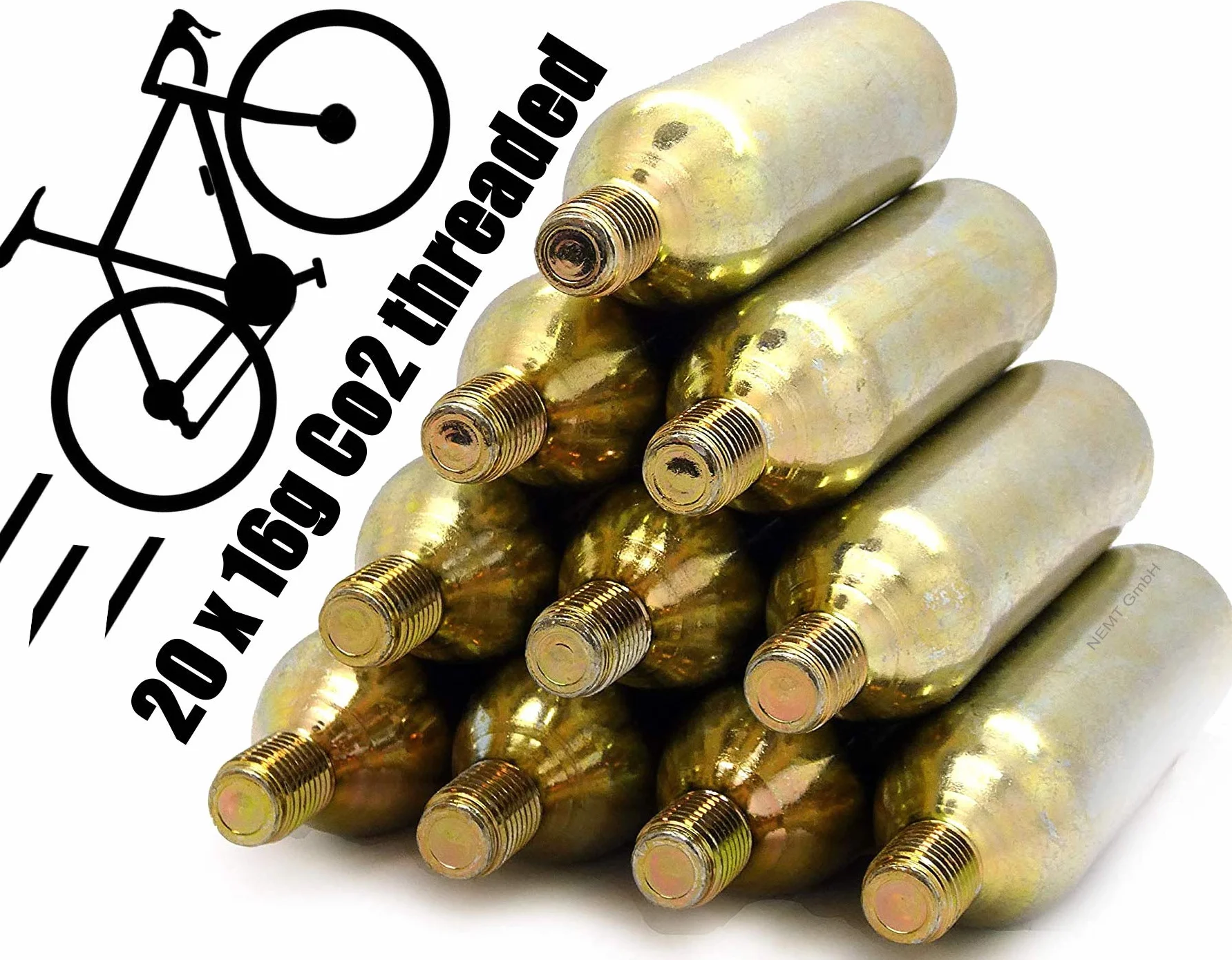 Cartouches CO2 16g Filetée pour Pompe à CO2 - Gonfleur Pneu Vélo Route VTT