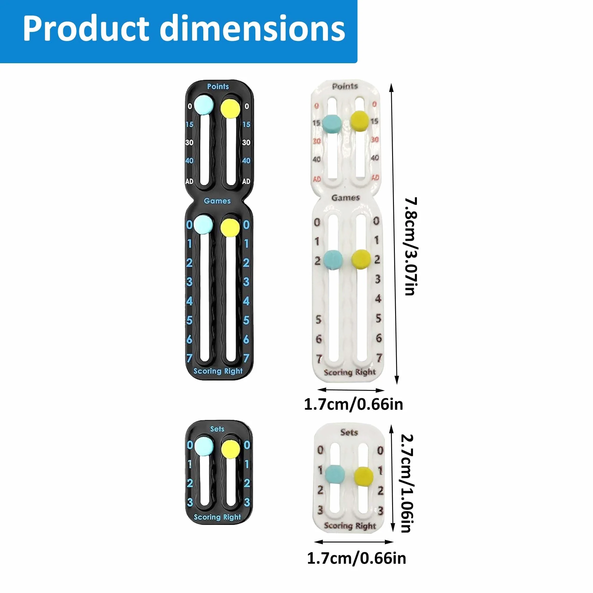 Marqueur de Raquette de Tennis Portable avec Bandes adhésives Compteur de Scores pour Noter Points Jeux Sets