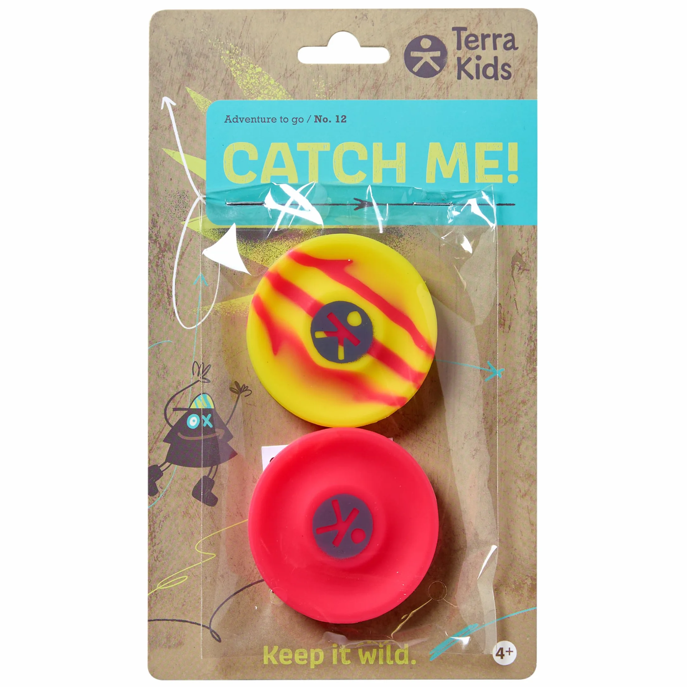 Terra Kids Set de 2 Frisbees de Poche – Mini disques en Silicone – Rose/Jaune – Dès 4 Ans