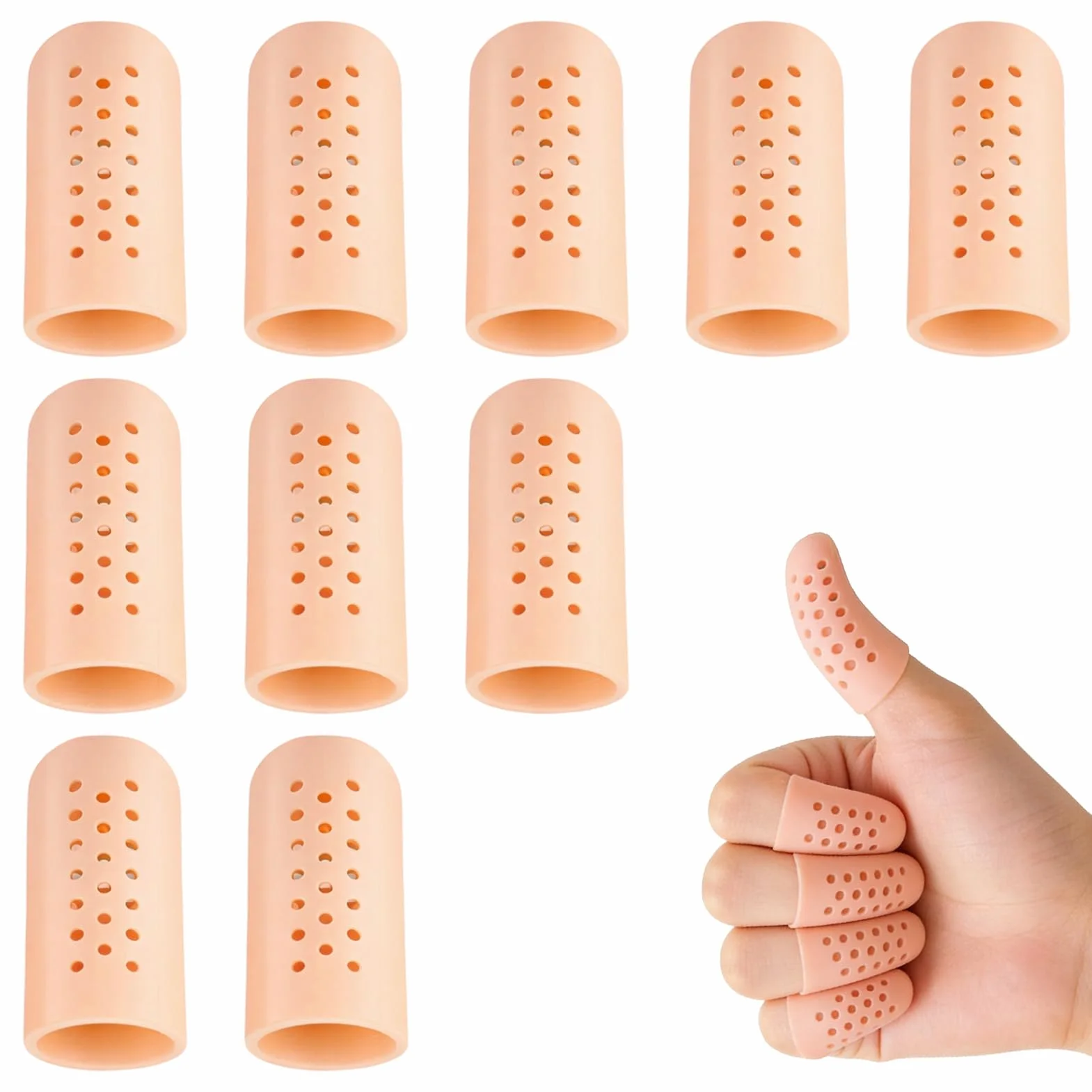 Protège Doigt Silicone 10 Pièces – Pansement Doigt Réutilisable, Protection Travail Bricolage Anti-Frottement