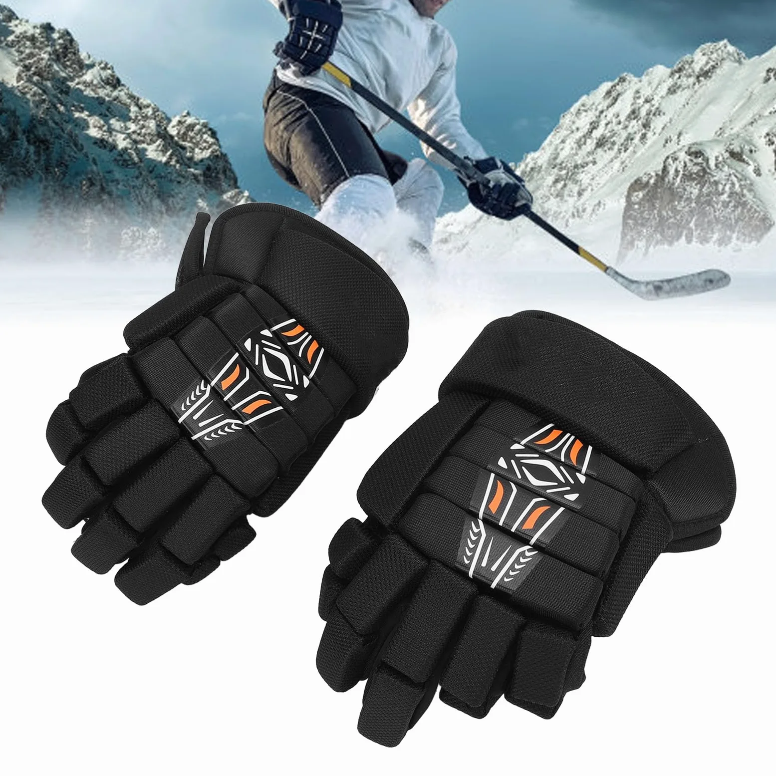 GOWENIC 1 Paire de Gants de Hockey, Gants de Hockey sur Glace, Respirants, Légers, Très Ajustés, Gants de Protection Polyvalents pour Joueurs de Hockey de Rue