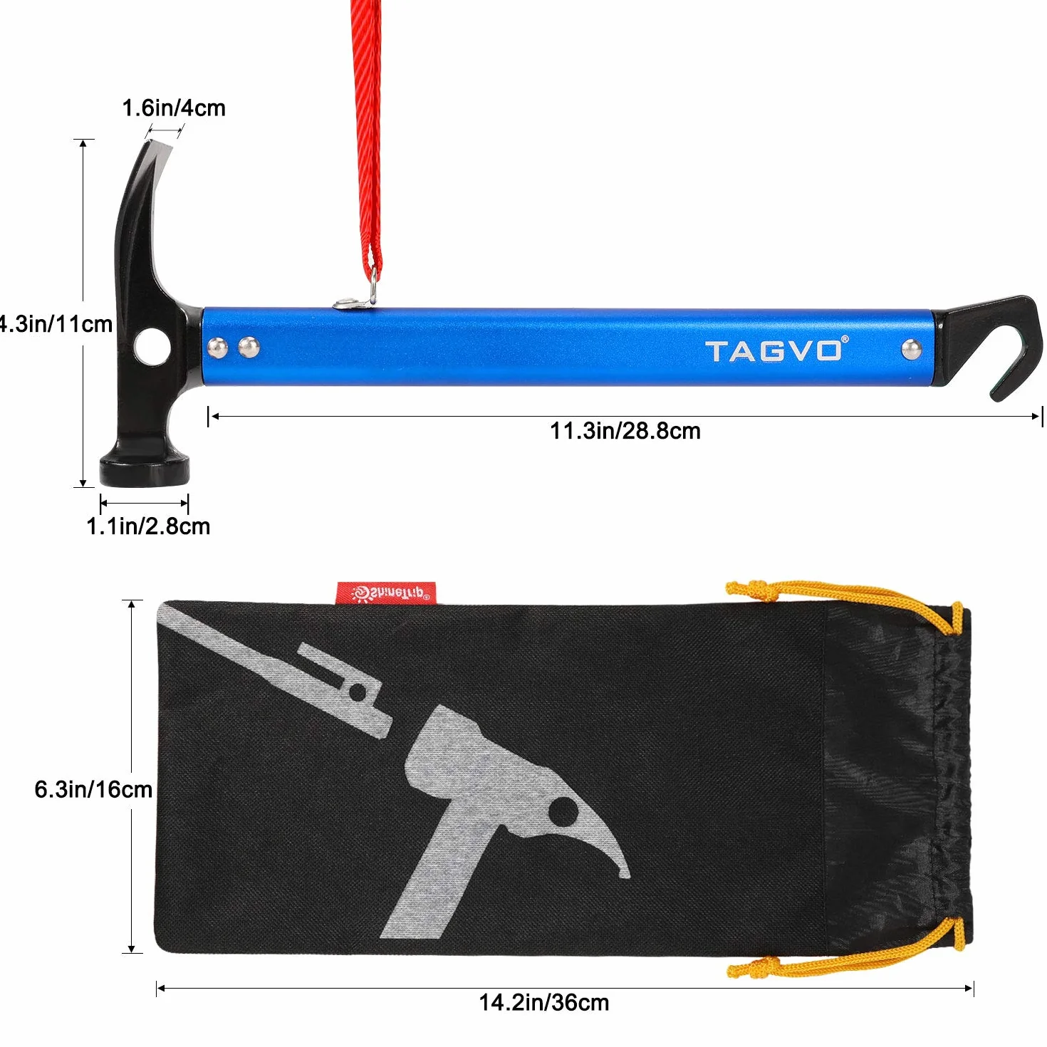 TAGVO Marteau de Camping en Aluminium Multifonctionnel pour Tente