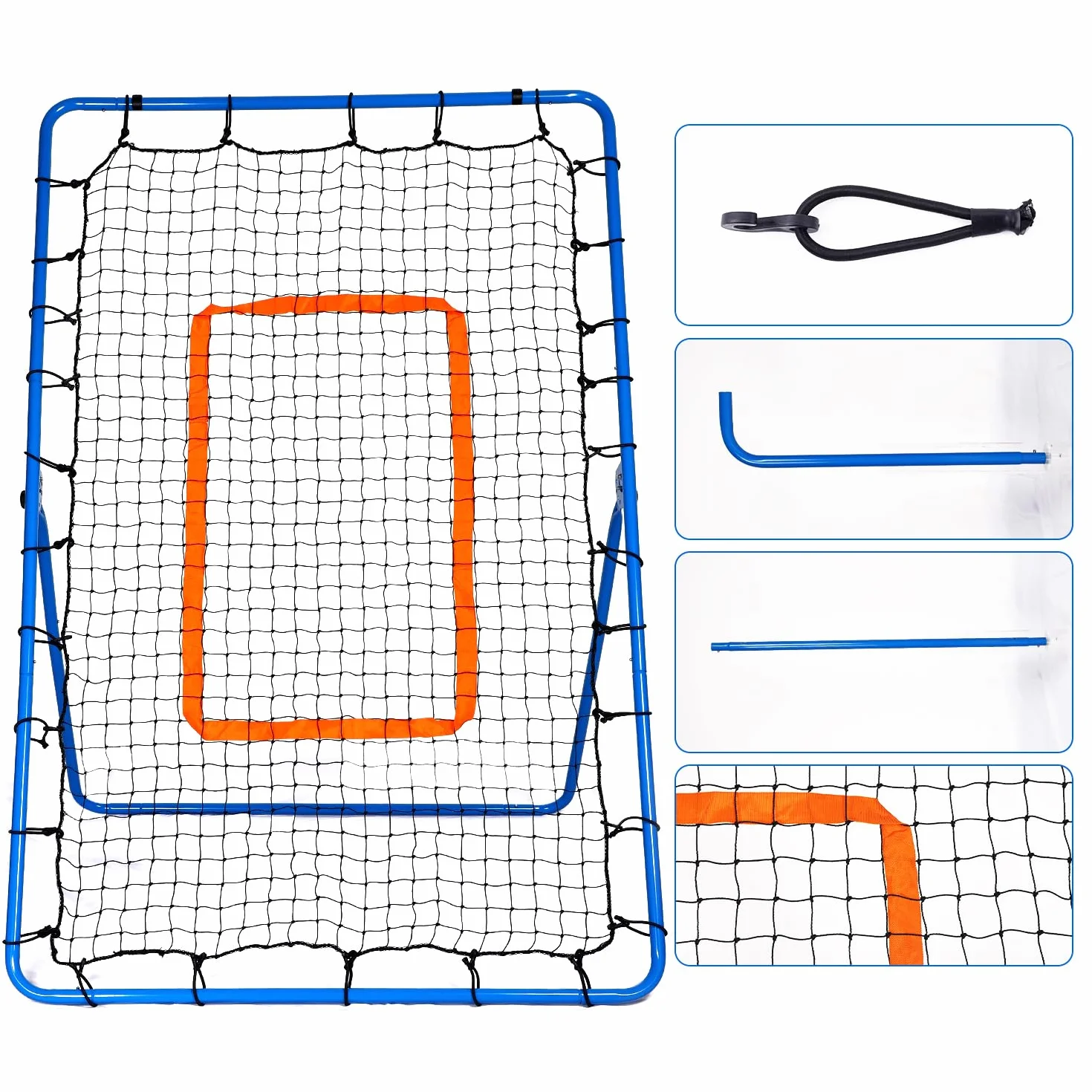 Filet de Rebond Volley-Ball 180x110cm Réglable 5 Angles Entraînement PE