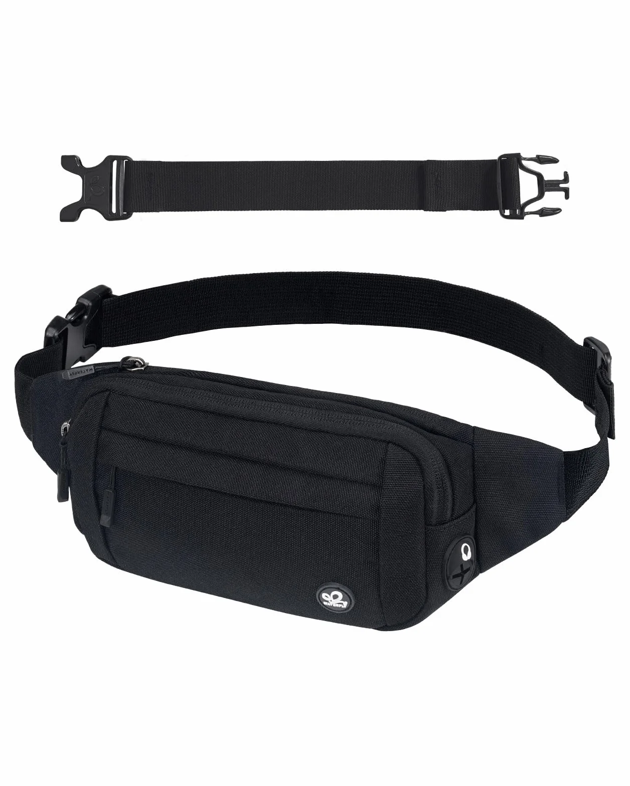 Waterfly Sac Banane Homme Femme Étanche Unisexe Petite Sacoche de Sport Ceinture Randonnée Cyclisme Ville Noir