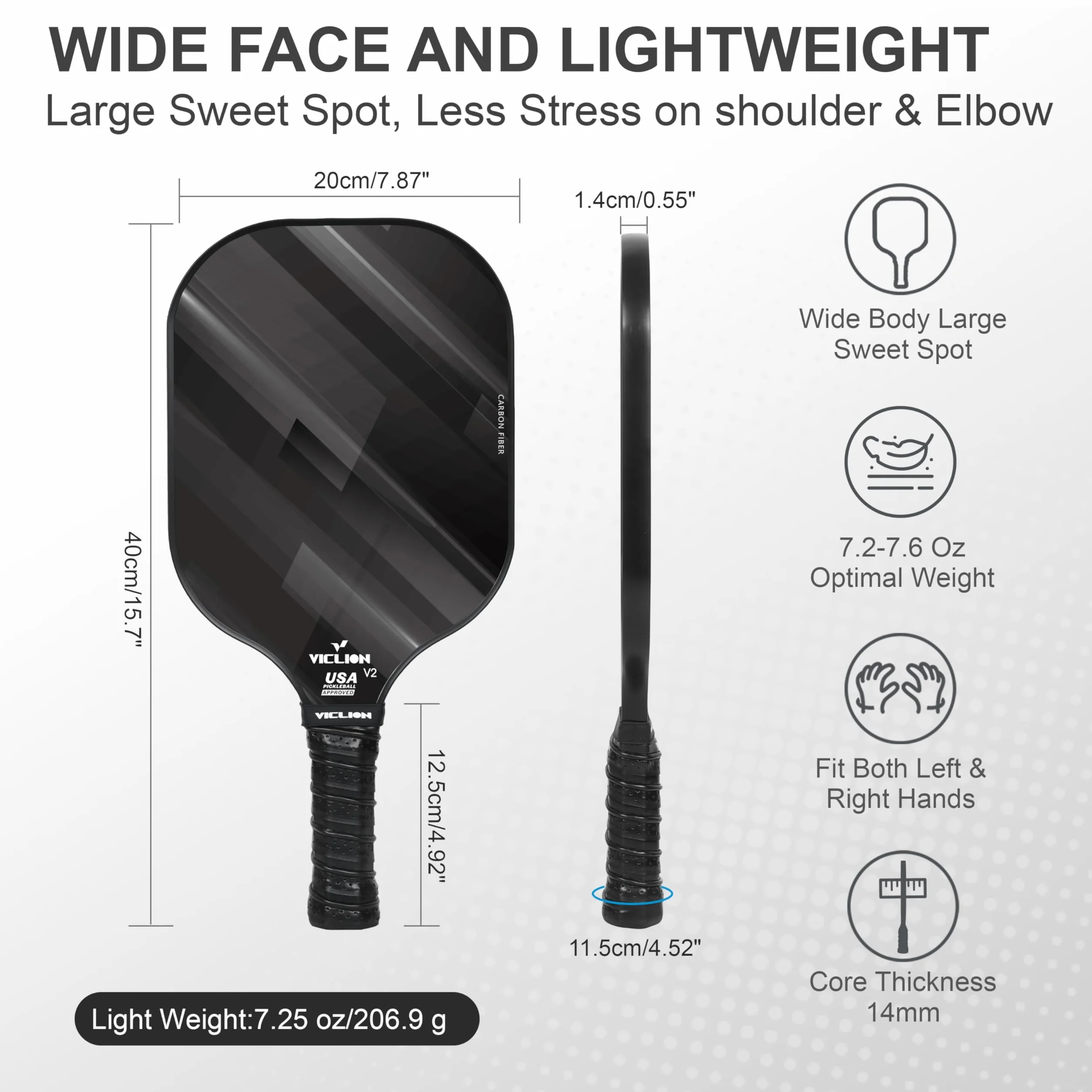 USAPA-zertifiziertes Carbon Fiber Pickleball Set 2 Paddel, 4 Bälle & Tasche, leichtes Einsteiger Set