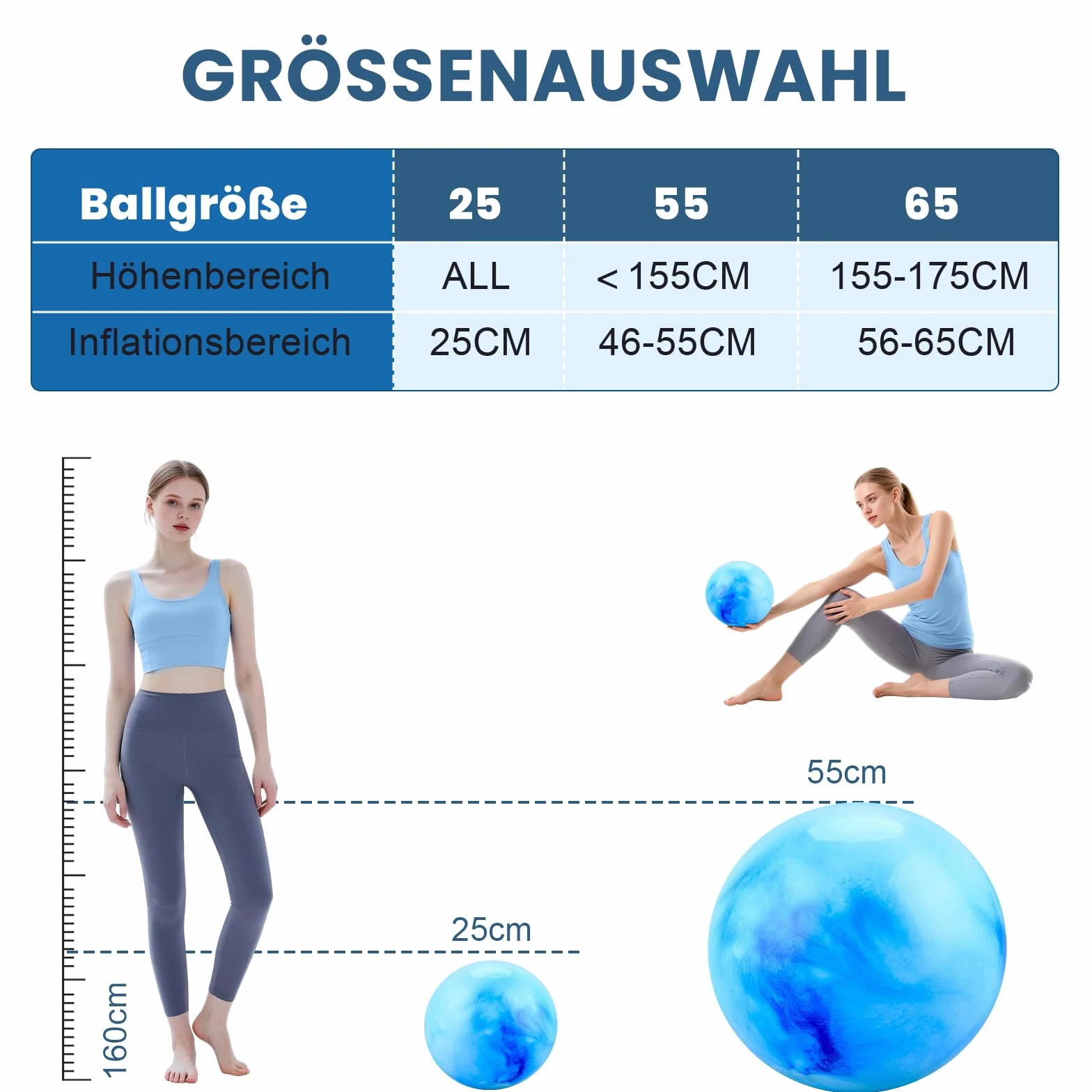 Ballon Swiss Ball 65cm Anti-Slip Pilates Yoga Fitness Accessoires avec Gonfleur