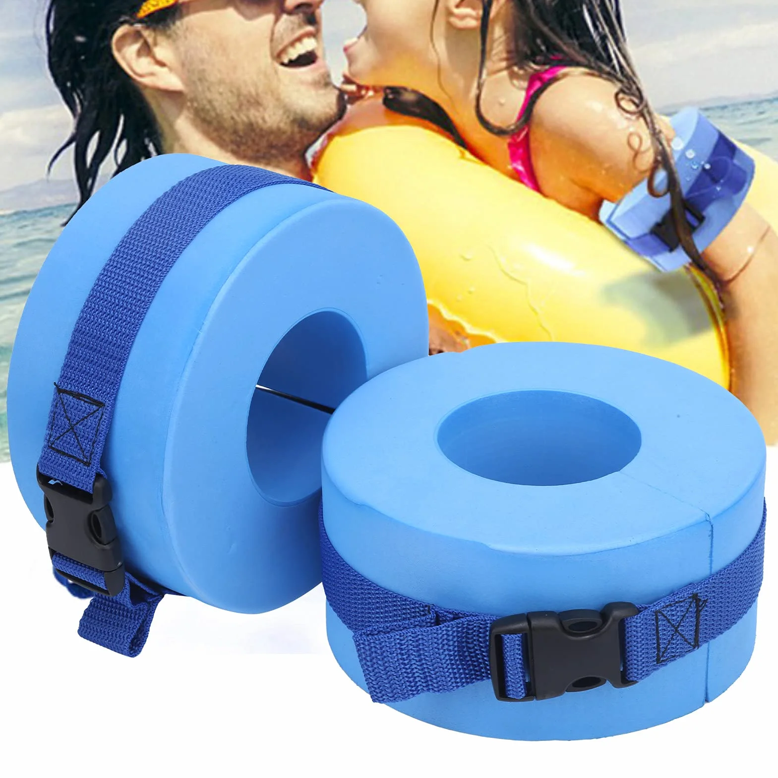 2 pièces Poignets Aquatiques de Natation, Manchettes Natation EVA Anneau Flottant pour l'aquagym Poids Natation avec Boucle à dégagement Rapide pour Natation, entraînement Physique