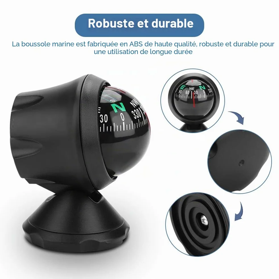 Boussole de Navigation Numérique Marine Noire pour Bateau, Voiture, Camion