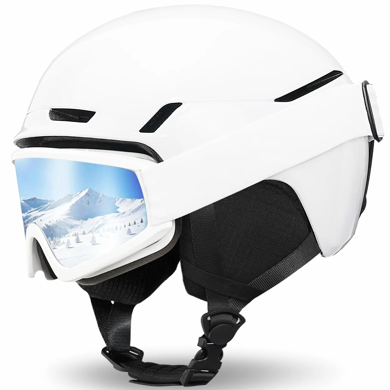 VCOROS Casque de Ski avec Lunettes de Ski DXH816 Adapté au Ski | Casque de Snowboard avec Détachable Cache Oreilles pour Hommes Femmes Anti-UV Anti-Vent Casques de Neige pour Snowboard