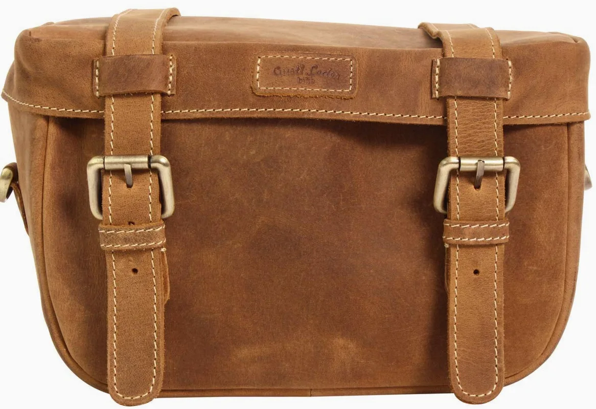 Gusti Sac de Guidon Cuir de vélo - Rene P. Sac à bandoulière Sac de vélo avec Porte Sac en Cuir Brun