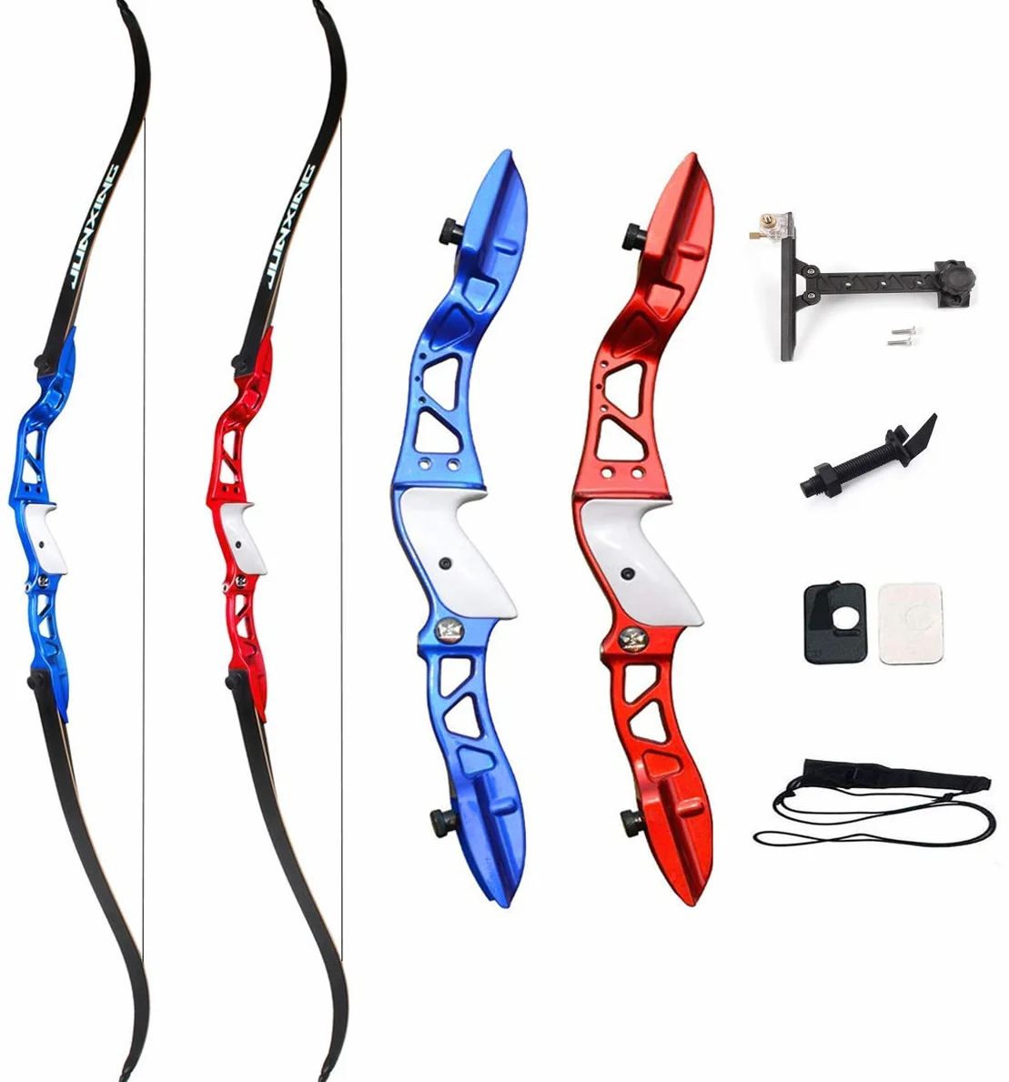 Arc Recourbé Takedown 66" 24-36 lbs Riser Alliage Aluminium Flèches Carbone Longbow Set Chasse