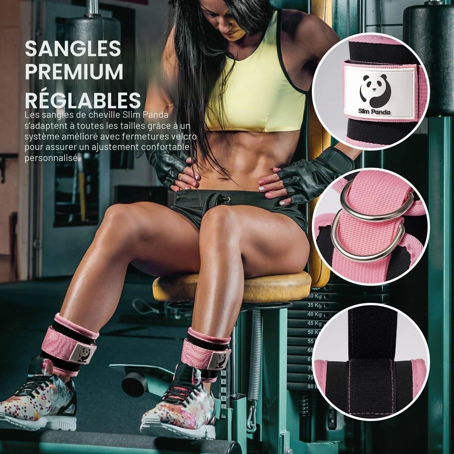 Slim Panda Sangle Cheville Musculation Poulie Rembourré - Sangle Musculation Fitness Câble Machines