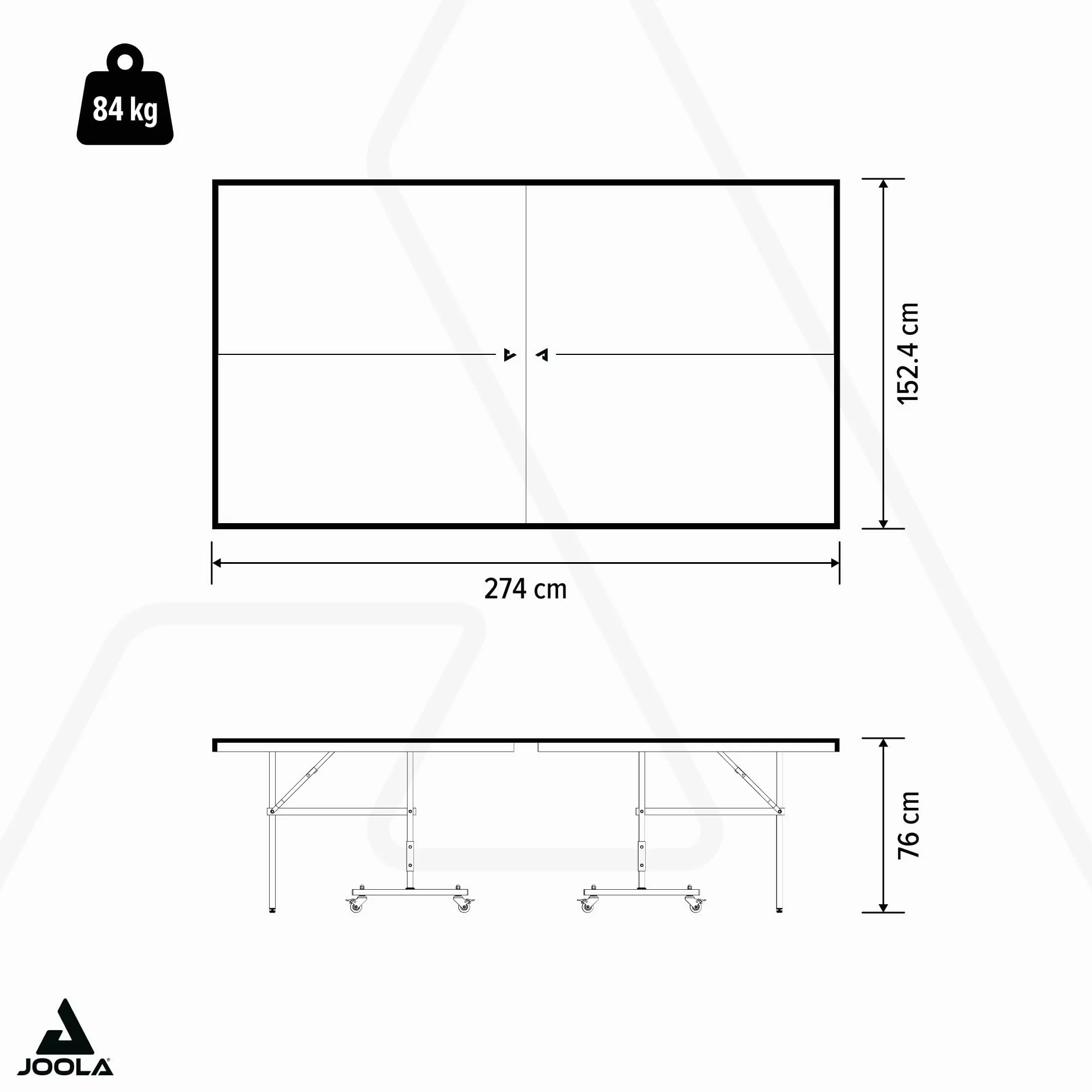 JOOLA Table de ping-Pong Inside J18 - Table de ping-Pong intérieure Pliable - Montage Rapide avec Filet - Gris - 274 x 152,5 x 76 cm