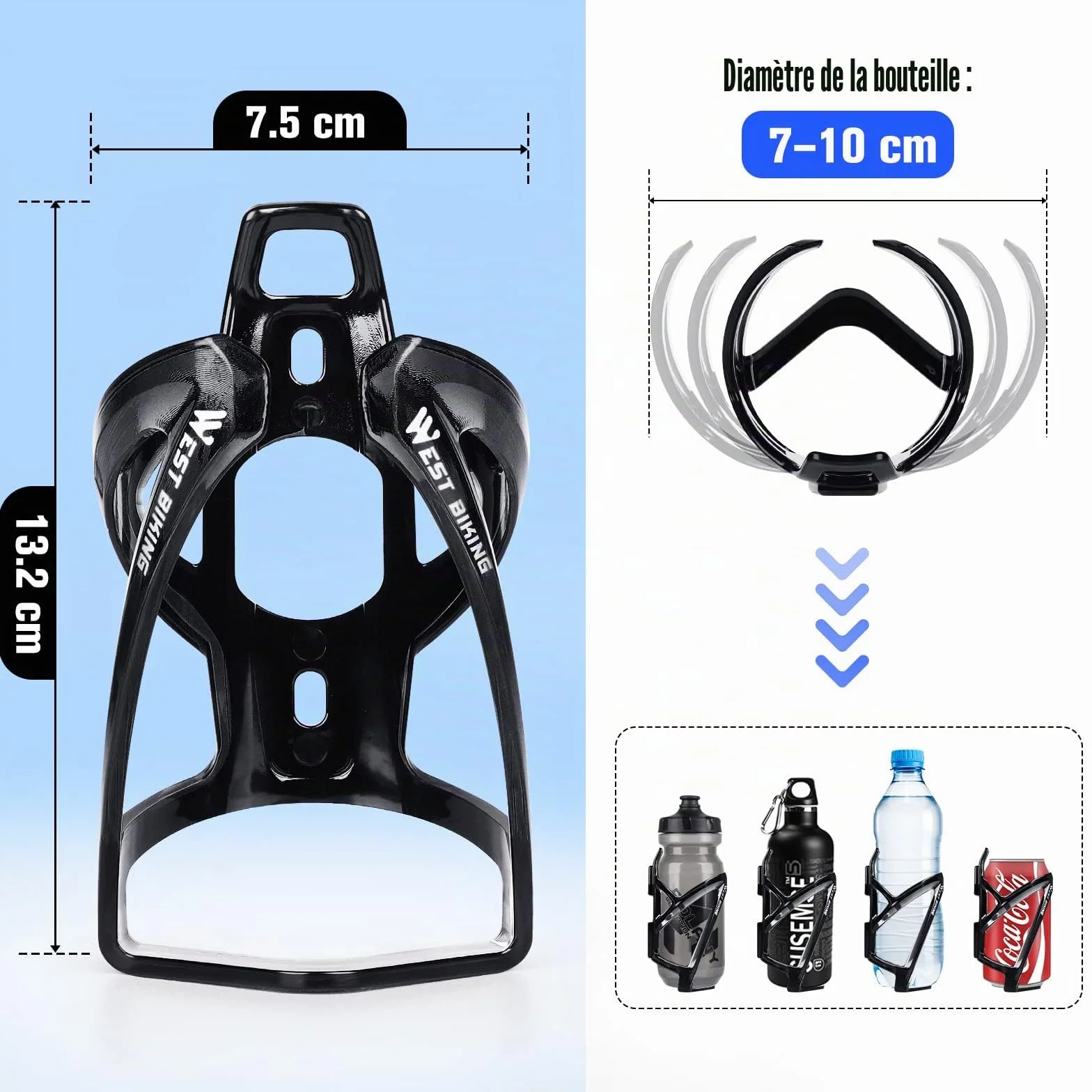 Porte-Bouteille de vélo amélioré incassable léger pour VTT vélo de Course vélo de Montagne Noir