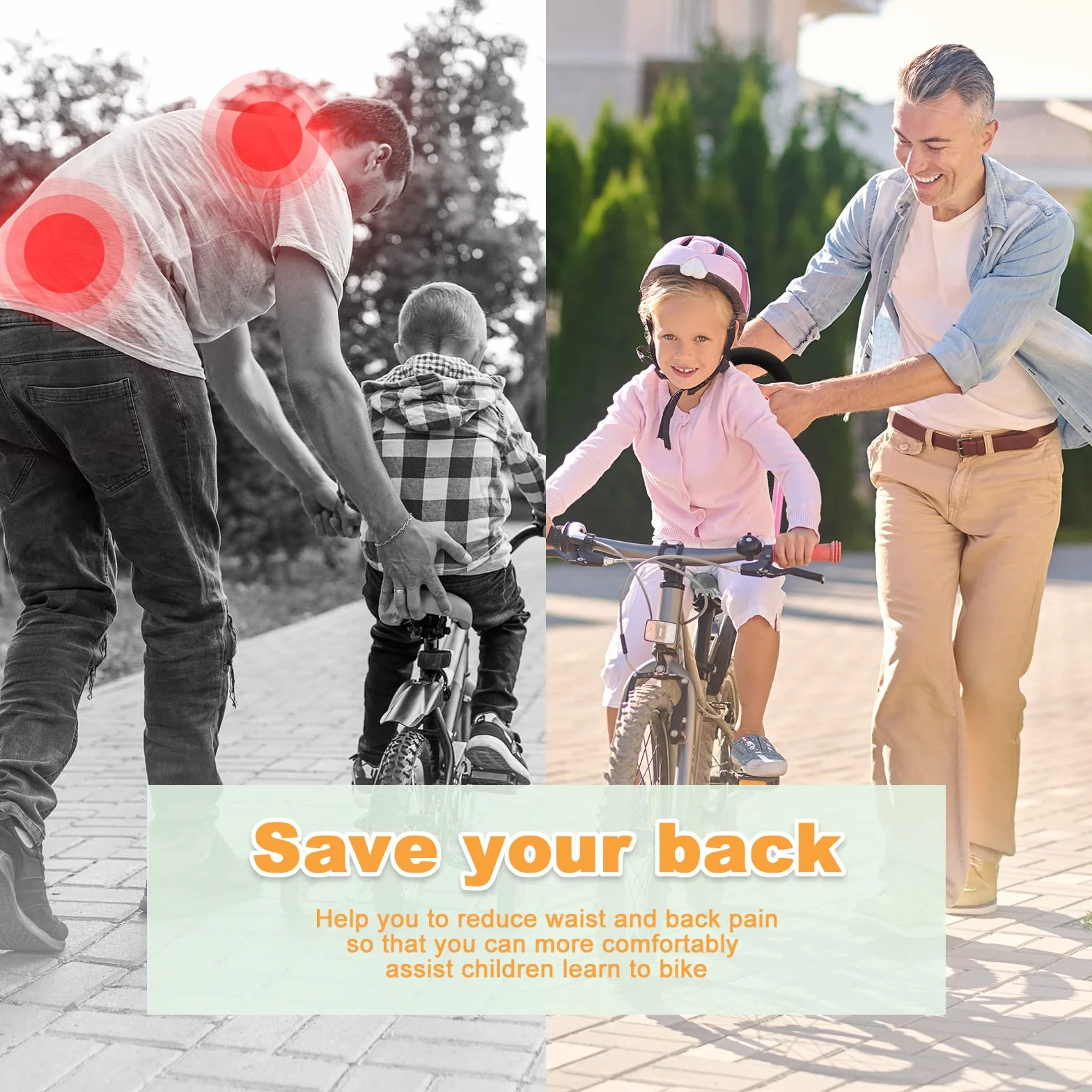 MOSHAY Barre de poussée pour vélo enfants Rose-1