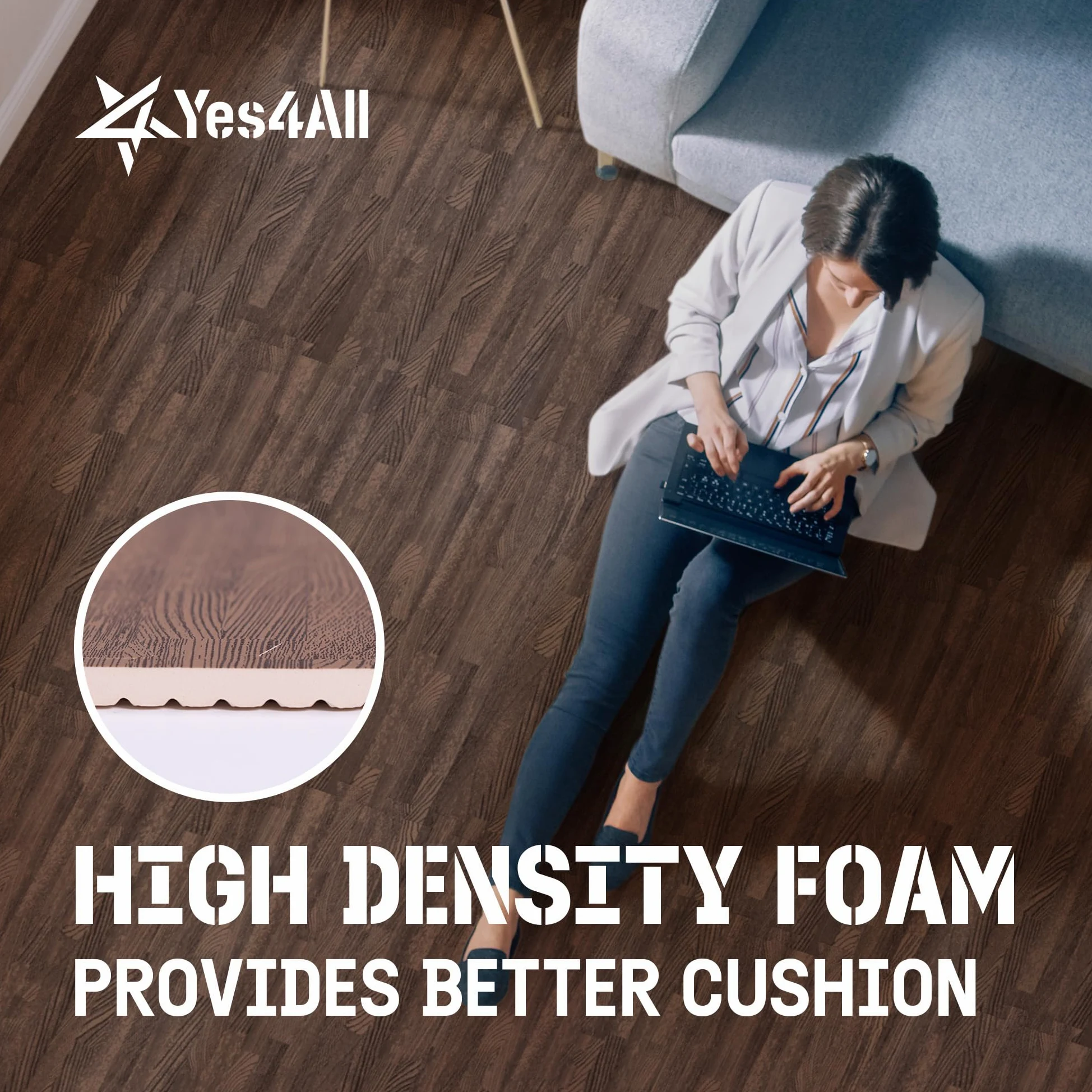 Yes4All Tapis de sol en mousse imitation bois – 1,1 m², 2,2 m², 3,3 m² – Dalles en mousse EVA emboîtables avec bordures, pour protéger le sol et créer un espace d'entraînement à domicile