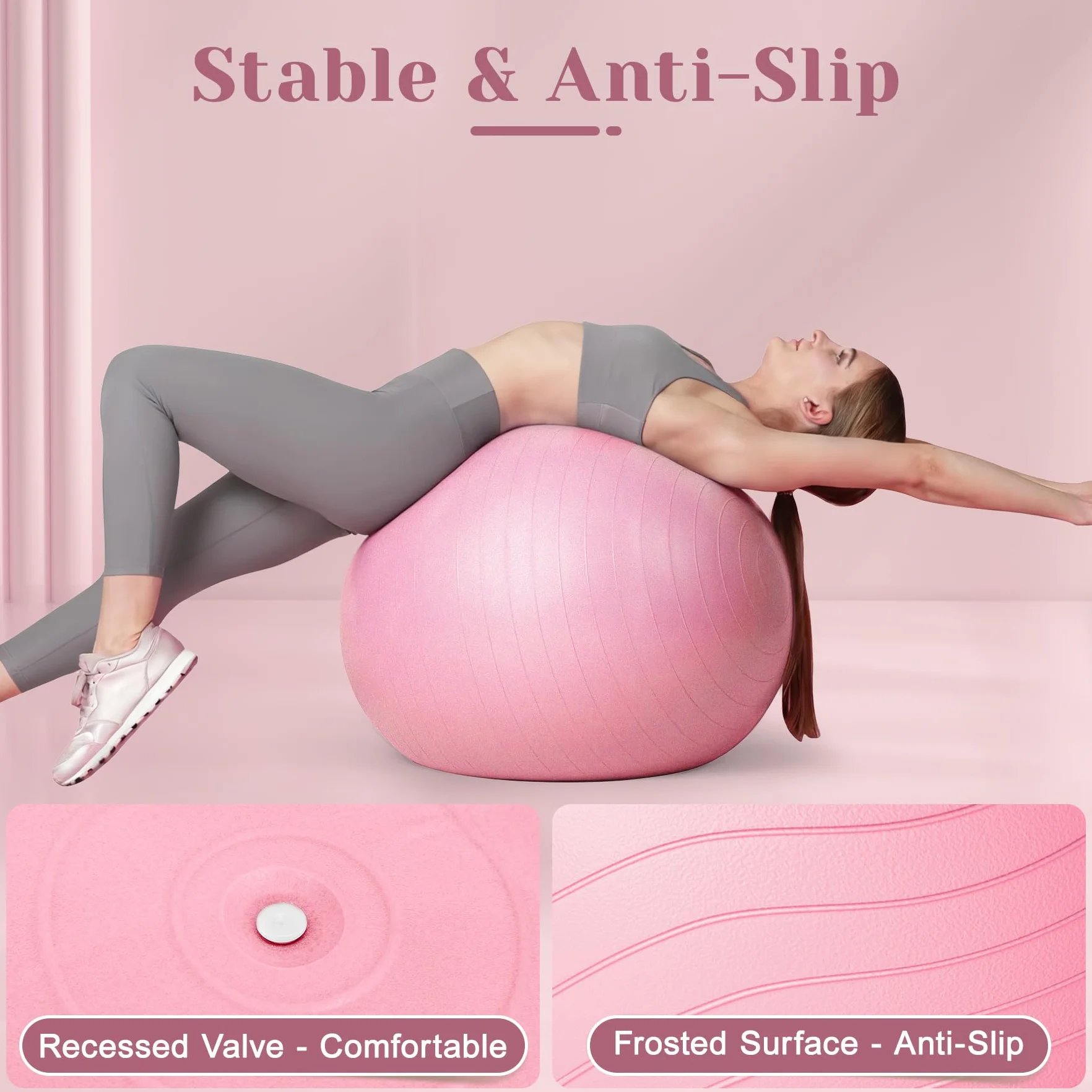 Ballon de gymnastique 55/65/75 cm et ballon de Pilates 25 cm – Pezzball anti-éclatement de grossesse – Ballon antidérapant d'équilibre yoga pour la maison