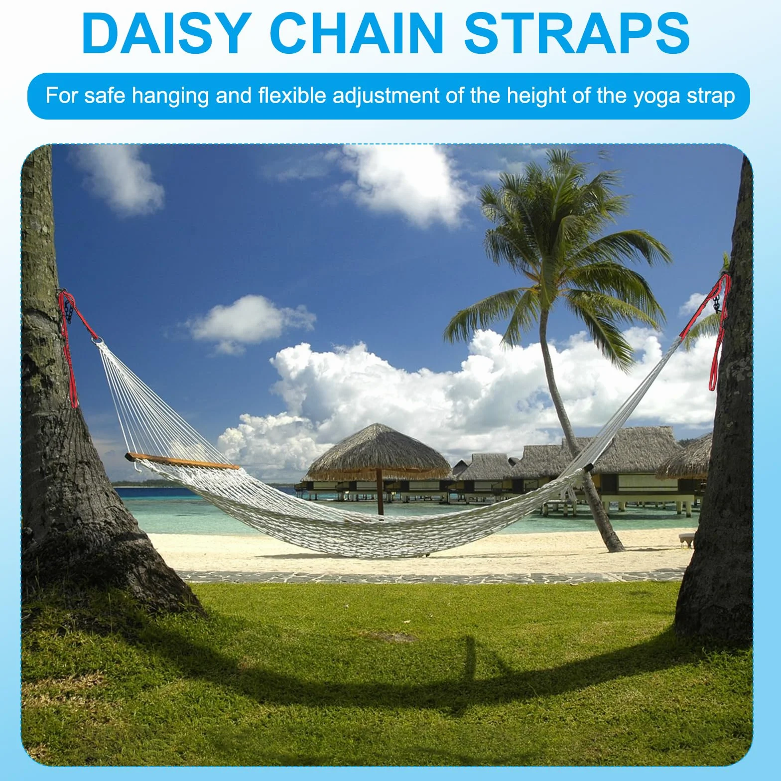 PATIKIL Sangle en chaîne Daisy Lot de 2 Sangles d'escalade Robustes en Nylon Ajustables avec 8 Boucles Rouge