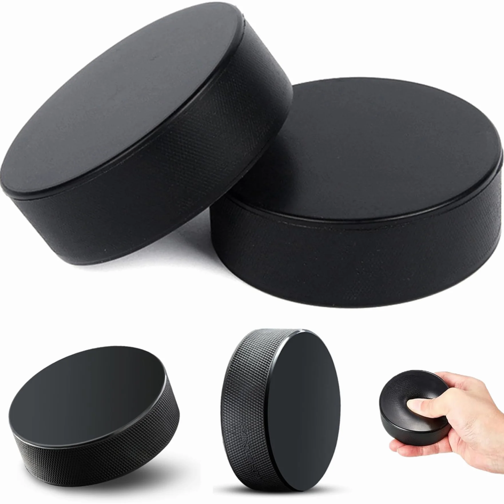 Lot de 4 palets de hockey sur glace en mousse noirs pour entraînement intérieur