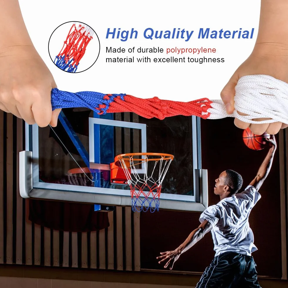 Flintronic Filet de Basketball 12 Boucles 3.5mm, Résistant pour Panier Basket Extérieur