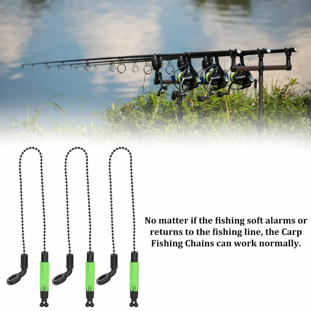 Indicateur de Morsure Chaînes de pêche à la Carpe Alarmes Bobines Cintres Alerter Tackle Vert 3PCS, Indicateur Morsure