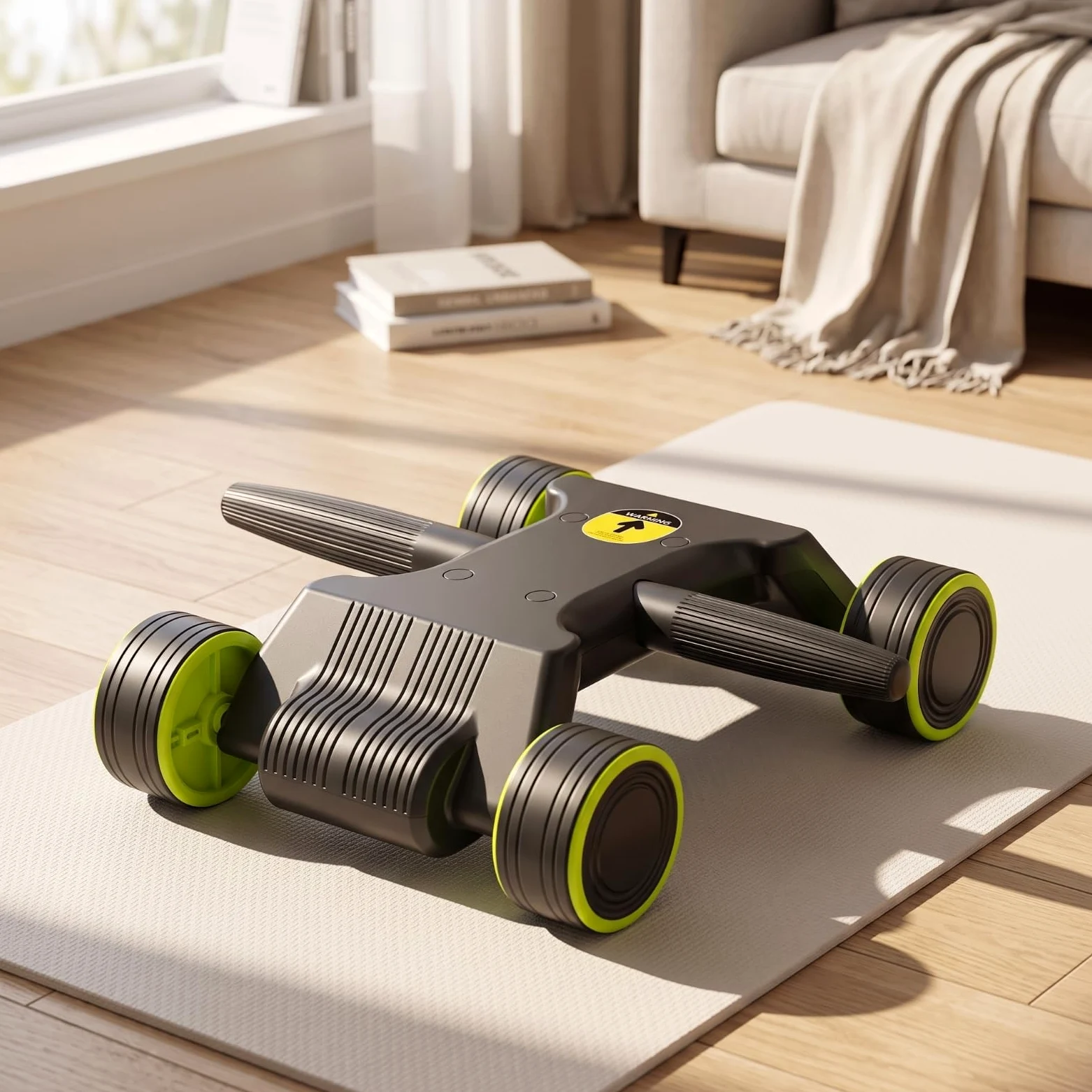 Appareil Fitness pour Abdominaux | Format Compact et Bas, Rouleau pour Abdominaux à Quatre Roues, Portable, Appartement, Débutants