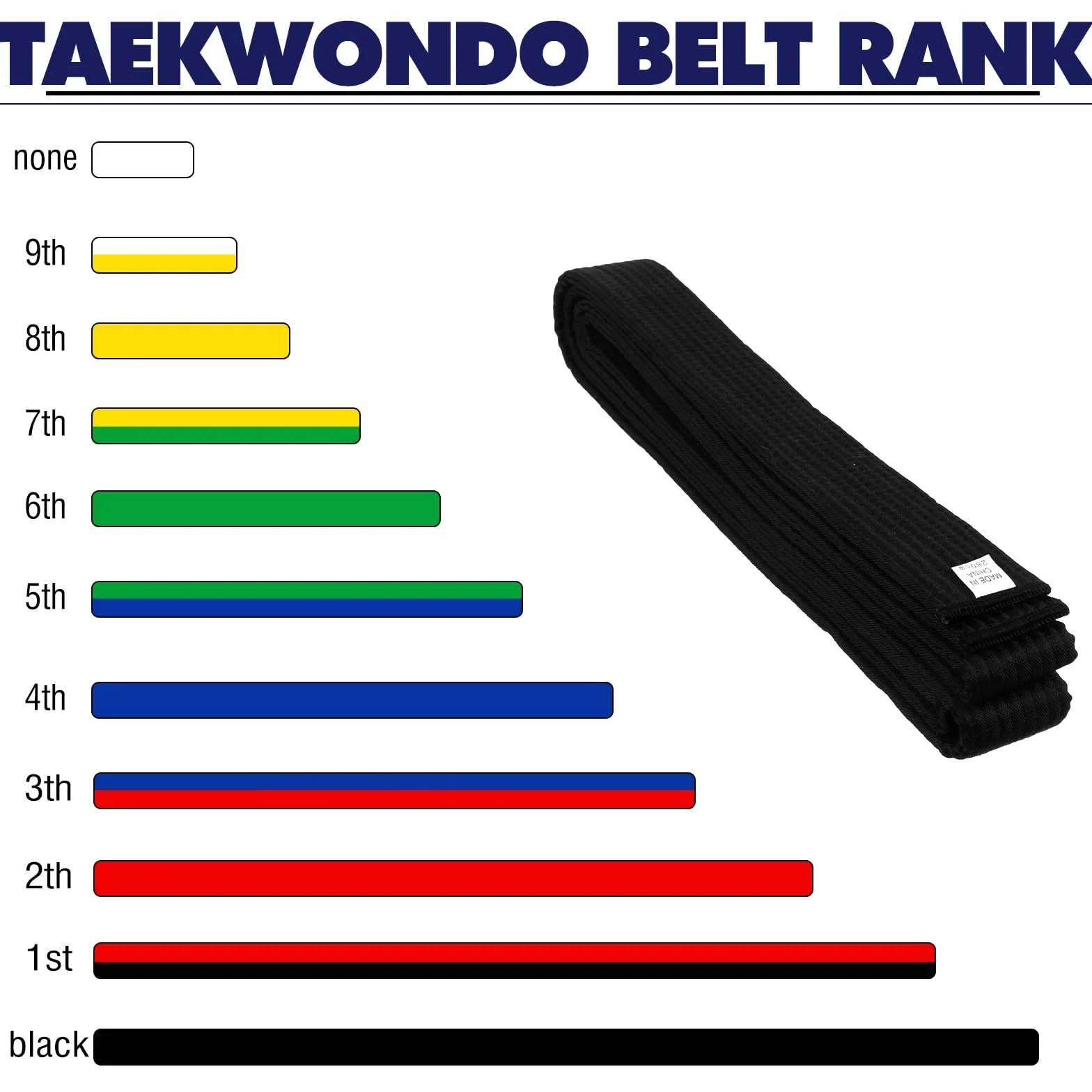 Paski do karate judo taekwondo czarne 280 cm bawełna poliester podwójne owijanie