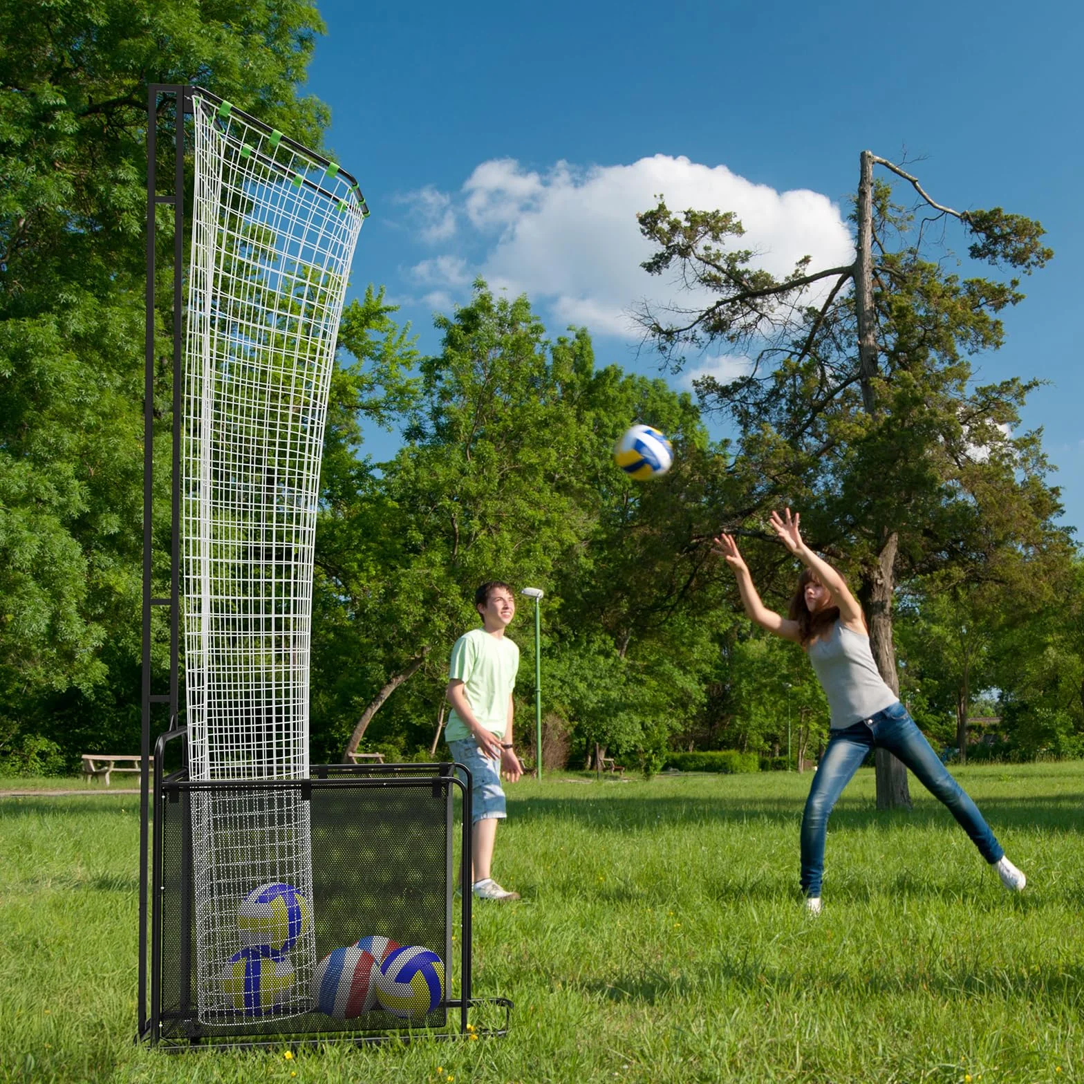 Filet d'Entraînement de Passeur Volley-Ball avec Roues – Système Réglable en Hauteur (1,75m-2,85m) et Angle