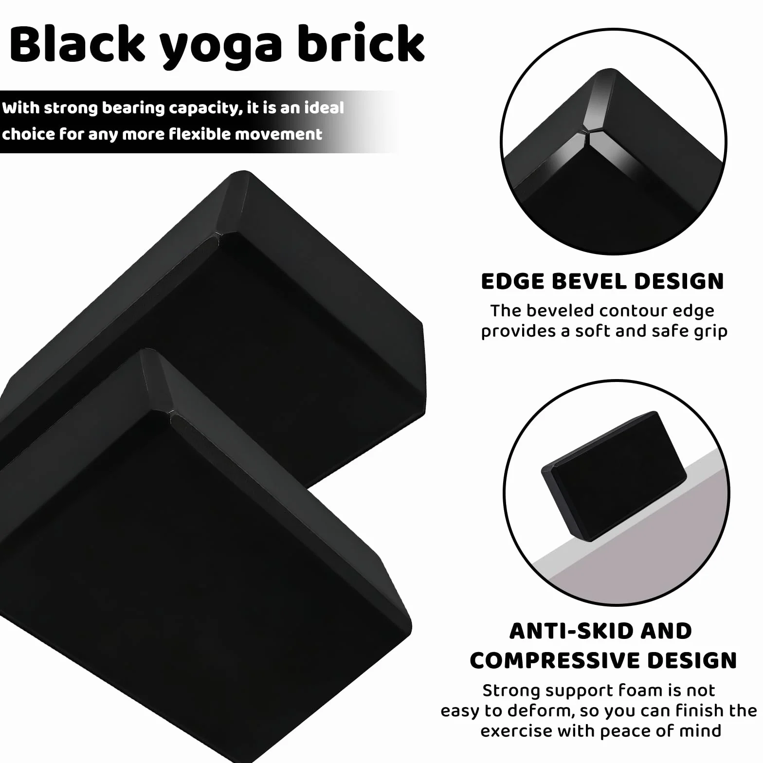 Blocs de yoga en mousse EVA haute densité antidérapants légers Lot de 2 pour Pilates, méditation et étirements