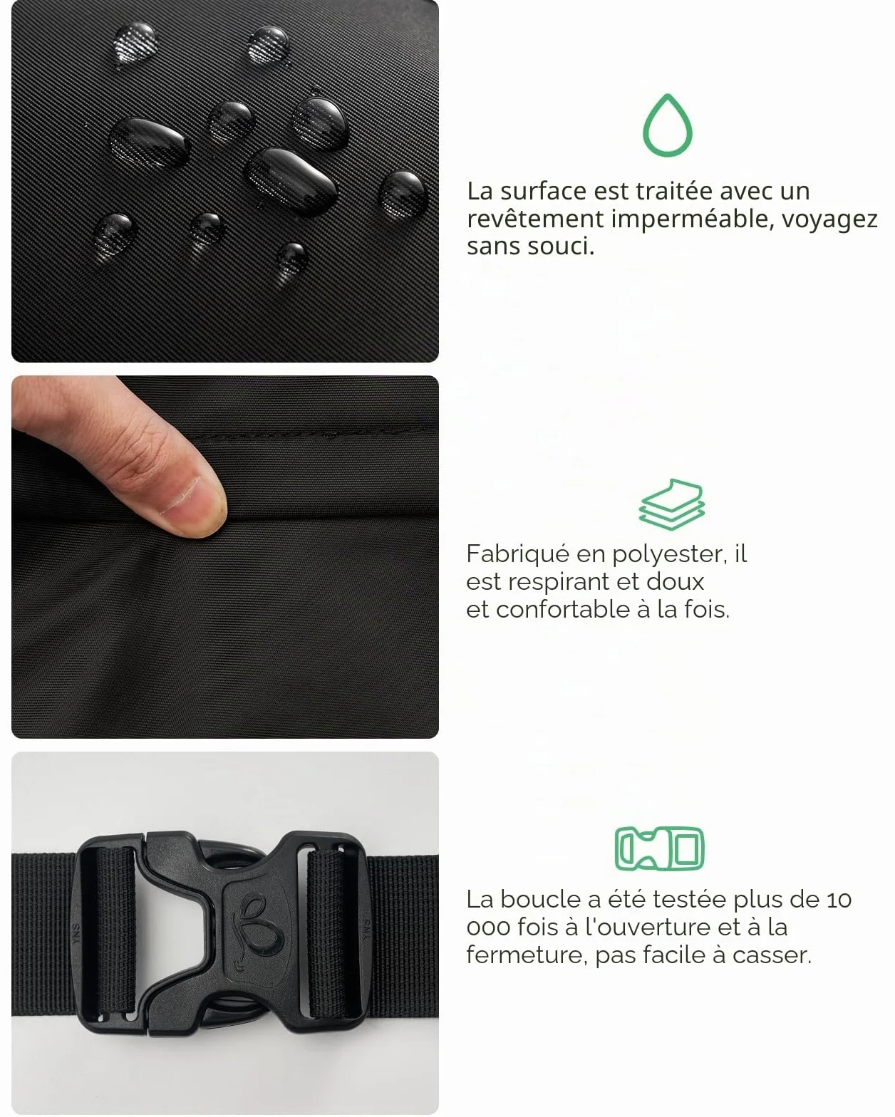 Waterfly Sac Banane Homme Femme Grand Bumbag 5 Poches Zippées Hipbag Unisexe Sacoche Banane de Sport Randonnée Cyclisme