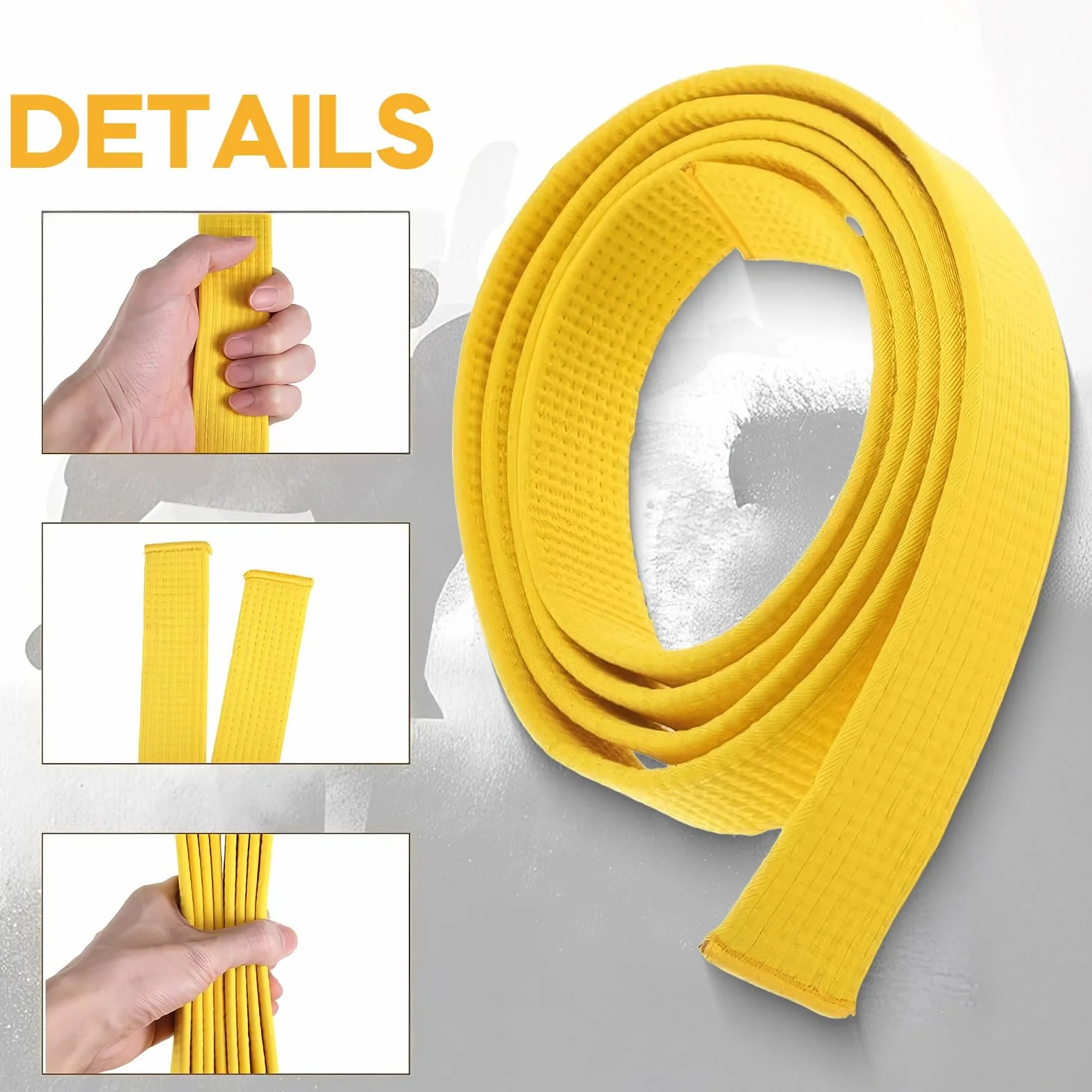 Ceinture de Taekwondo Karaté Judo Double Wrap Arts Martiaux Jaune 260x4cm
