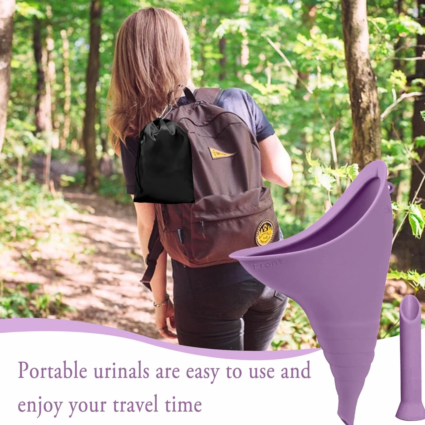 Portatif Urinoir Debout Réutilisable pour Femme Silicone Entonnoir Toilette Camping Violet