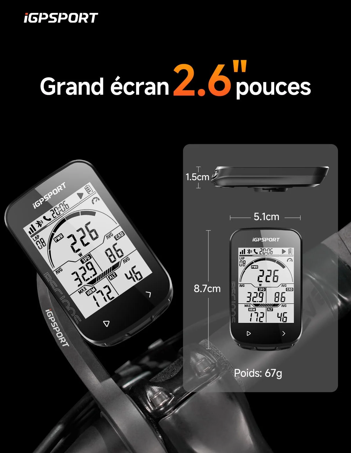 iGPSPORT BSC100S Compteur Velo sans Fil et CAD70 Capteur de Cadence
