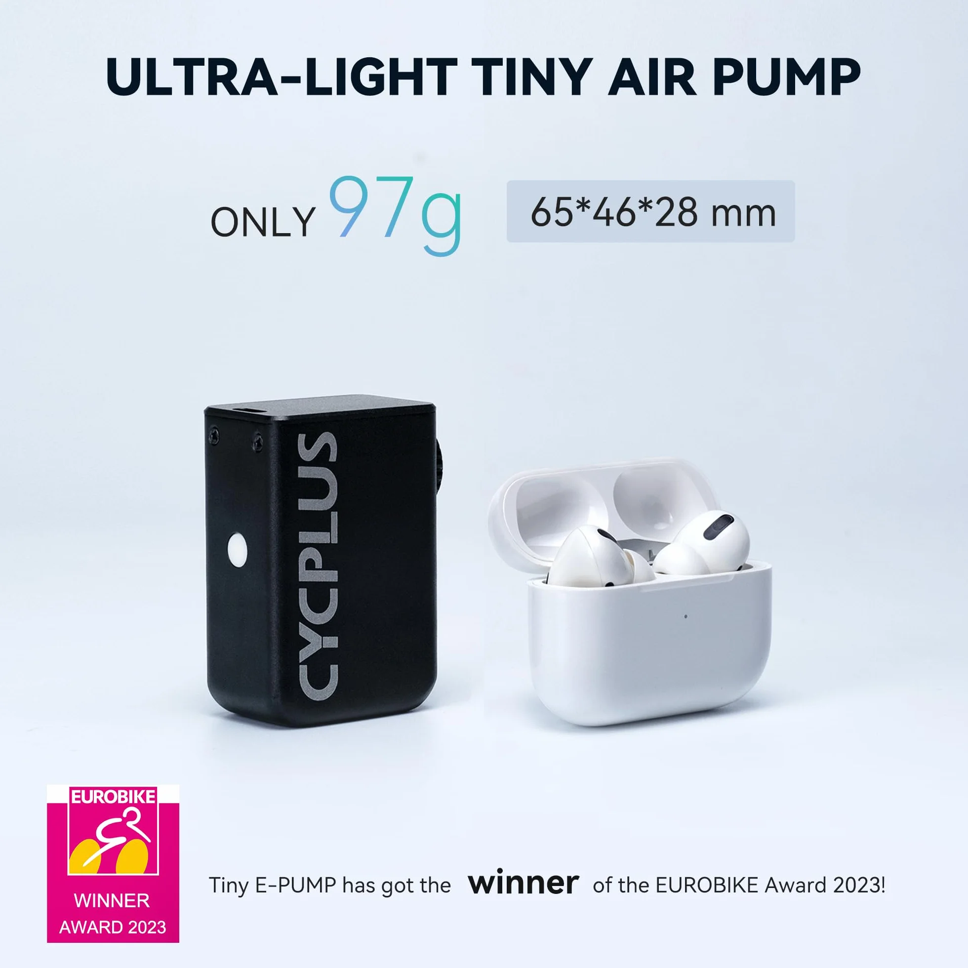 CYCPLUS Tiny Pump Pompe à vélo électrique 100PSI Rechargeable Type C Ultra-Mini Portable