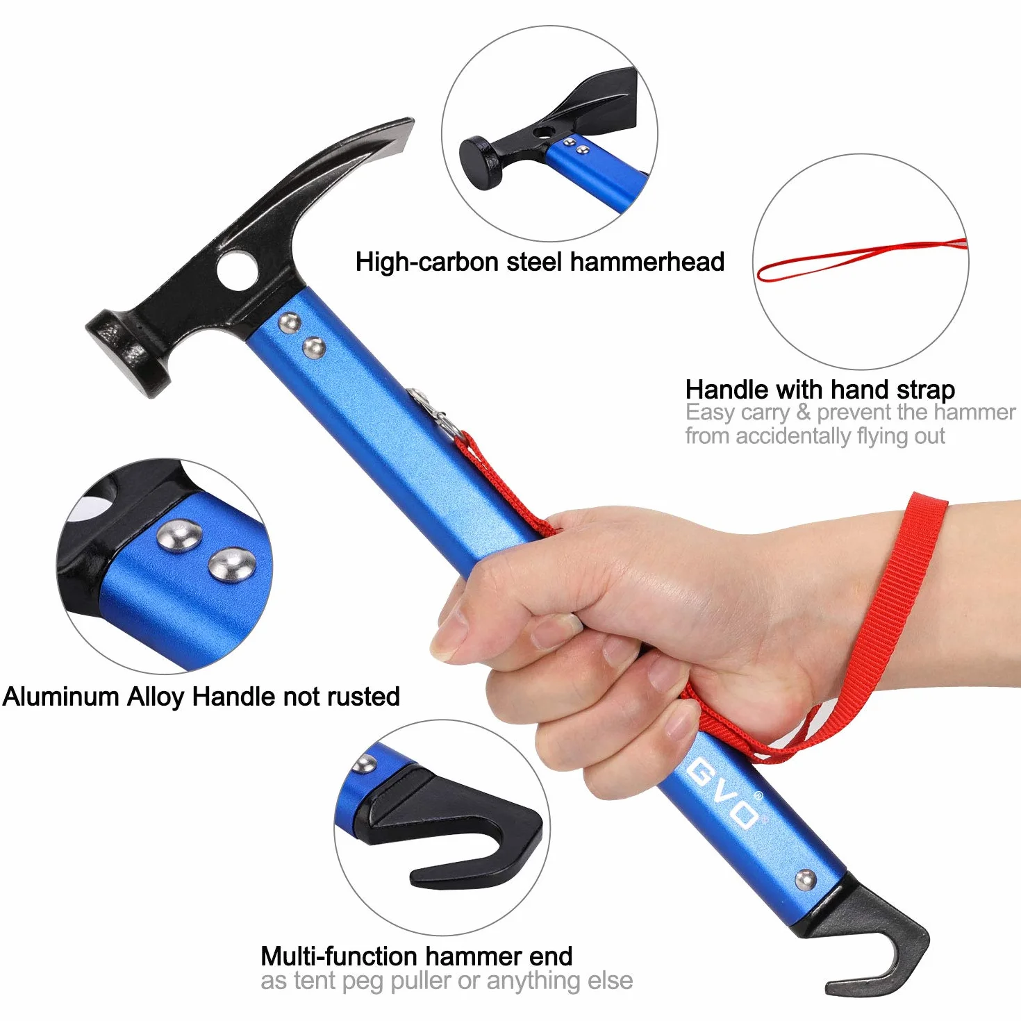 TAGVO Marteau de Camping en Aluminium Multifonctionnel pour Tente