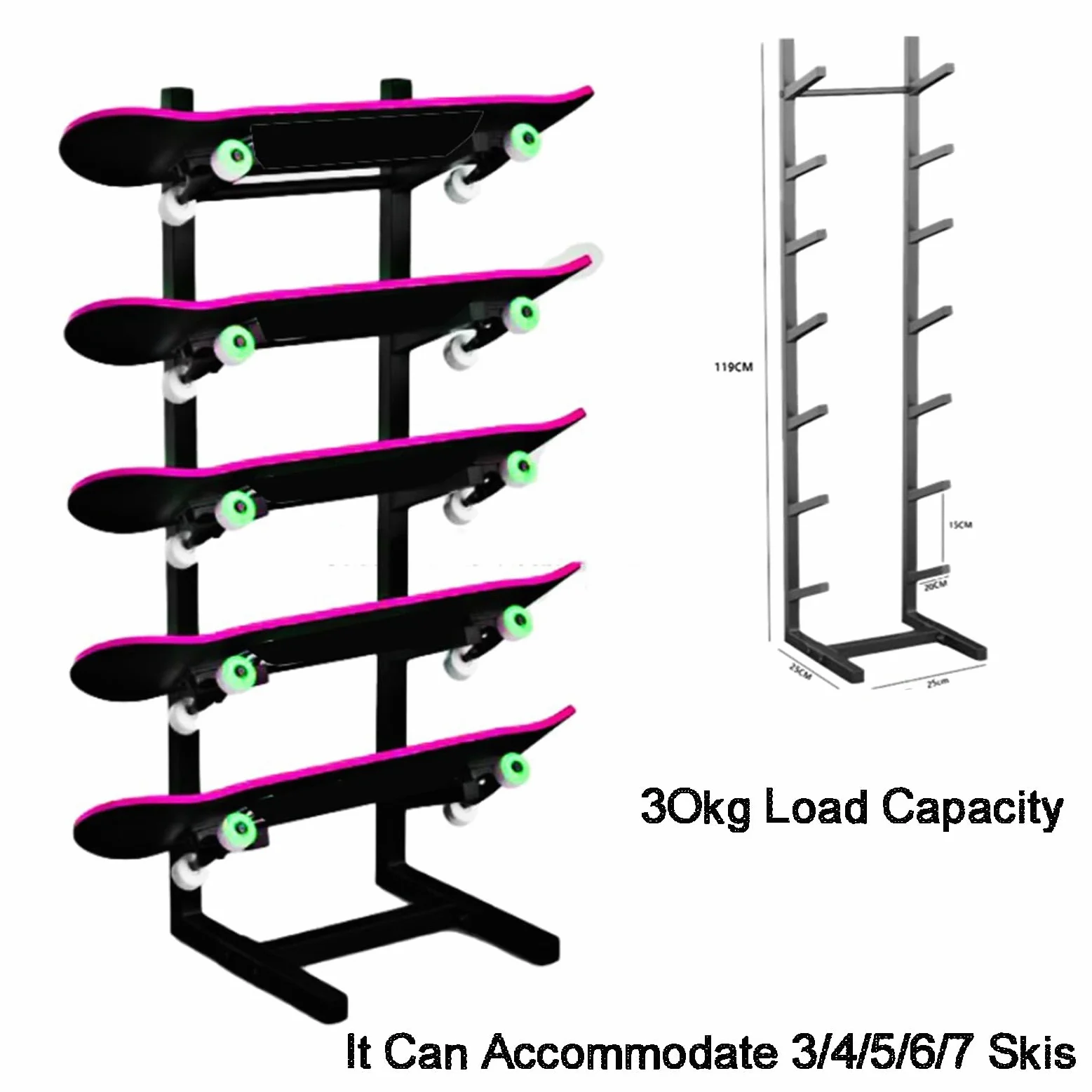 Support Mural for Skateboard, Présentoir Mural for Snowboard, Support Mural Horizontal for Skis, for Garages, Clubs Et Magasins De Skate