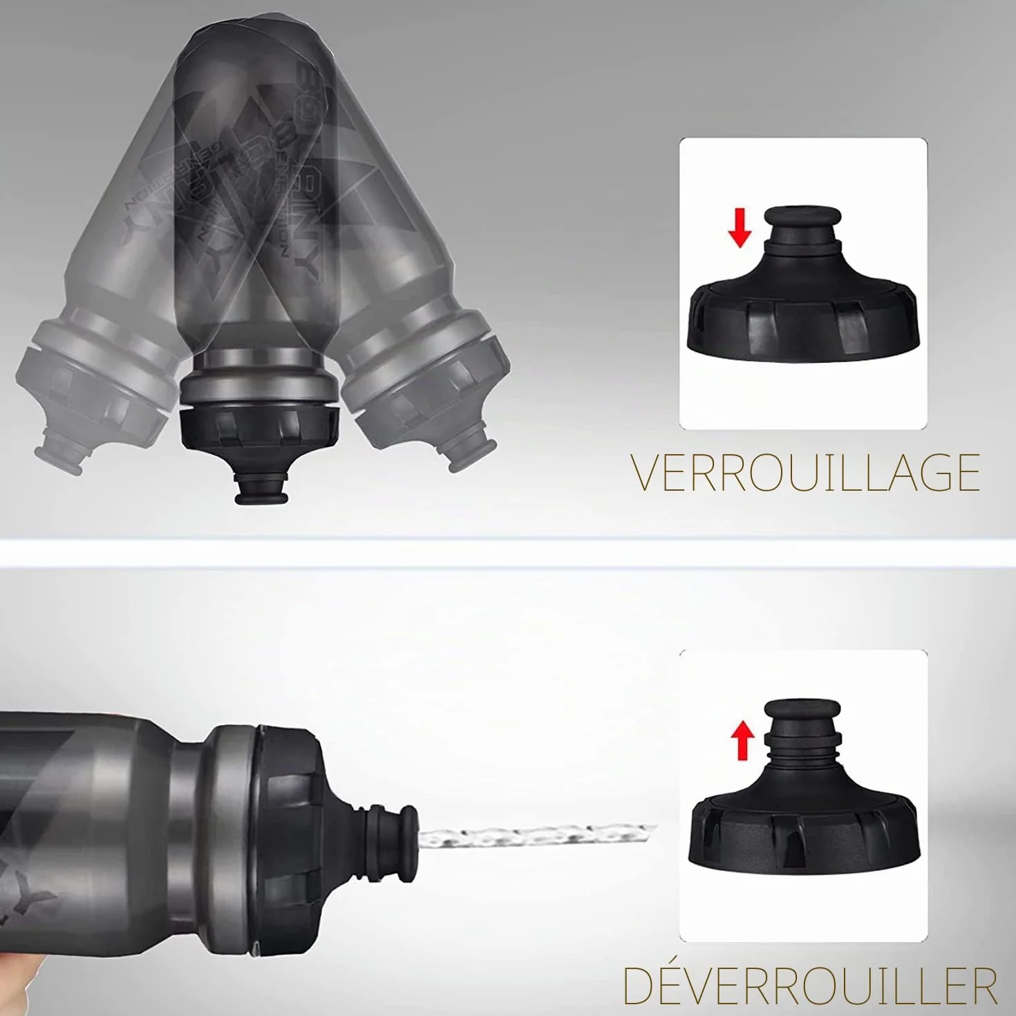 Porte Bidon de Vélo avec Gourde 610ML, sans BPA pour VTT et Route