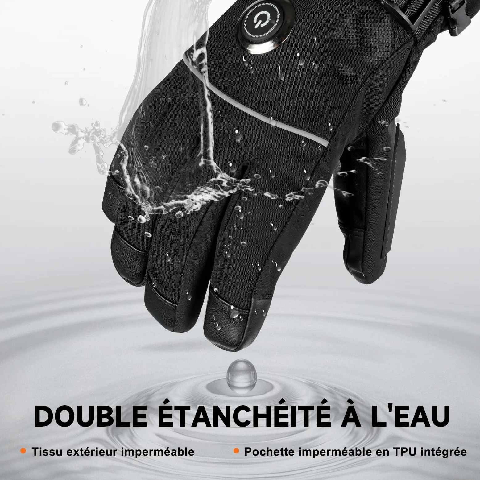Gants Chauffants, 5V 6000mAh Électrique Rechargeable Gant Chauffant pour Homme Femme, 3 Niveaux De Chauffage Gants d'hiver Imperméables Écran Tactile pour Sports - Moto, Vélo