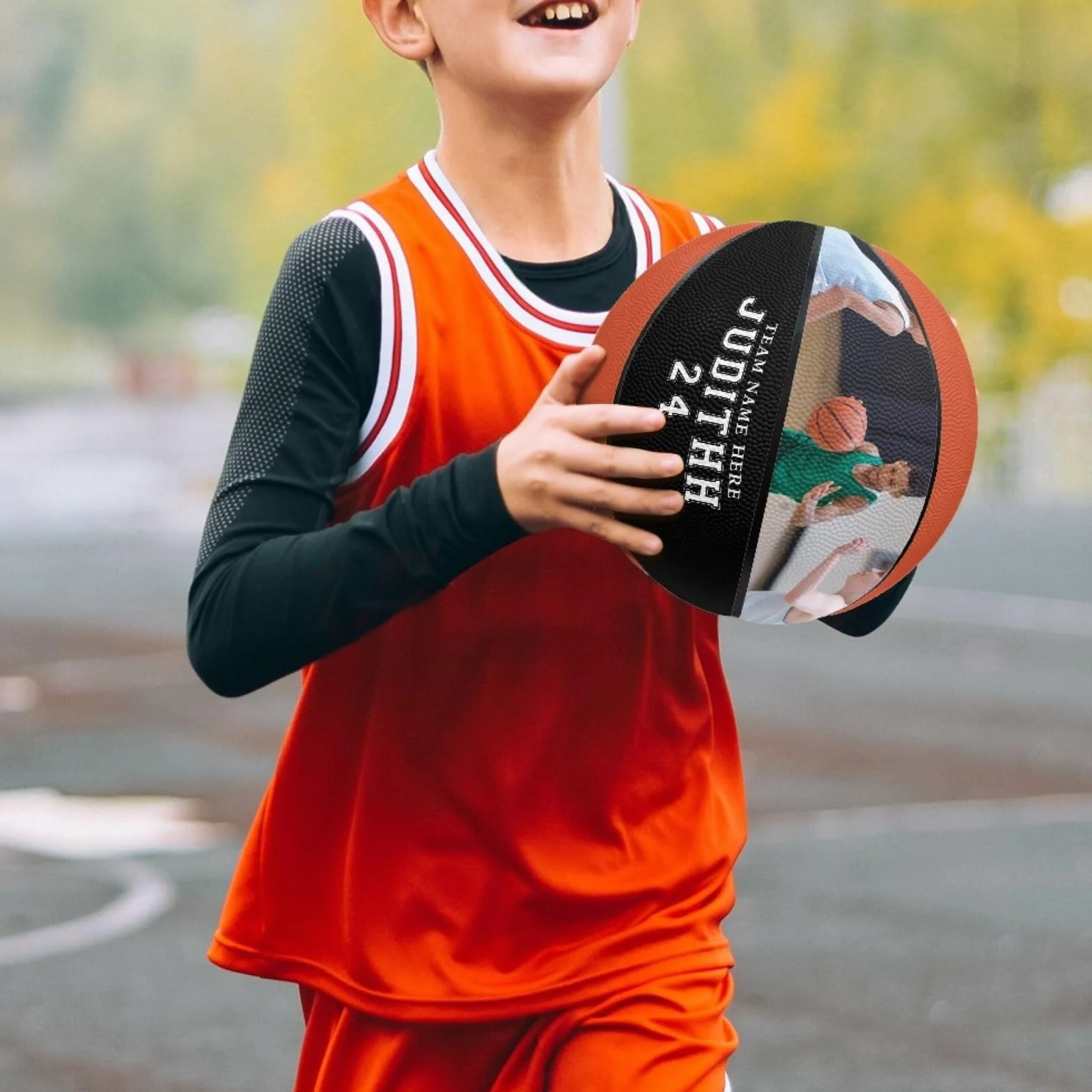 Ballon de basketball personnalisé taille 5/7 74,9 cm avec photo nom pour fête des pères Noël anniversaire