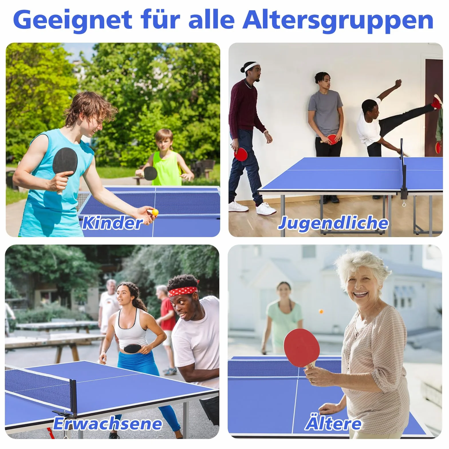 Table de ping-pong pliable, 182 cm x 91 cm, taille moyenne, set de table multifonction, avec filet, 2 raquettes de tennis de table et 3 balles