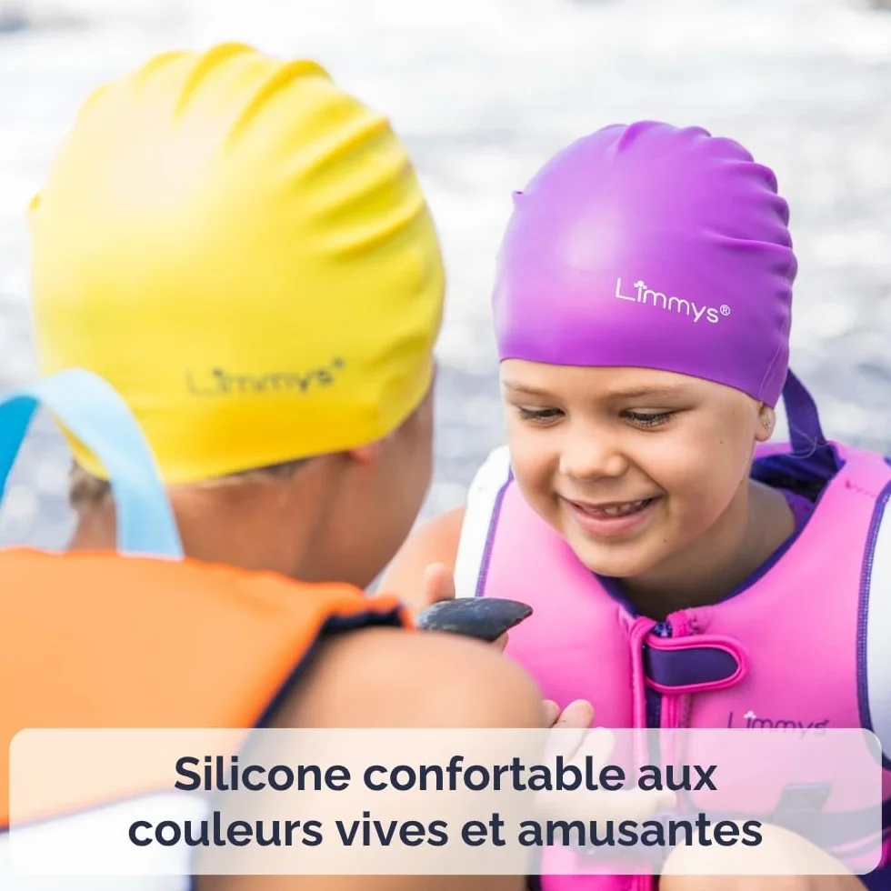 Limmys Bonnet de Bain en Silicone pour Enfants – Antidérapant, Doux, Protection des Oreilles, Ajustement Confortable