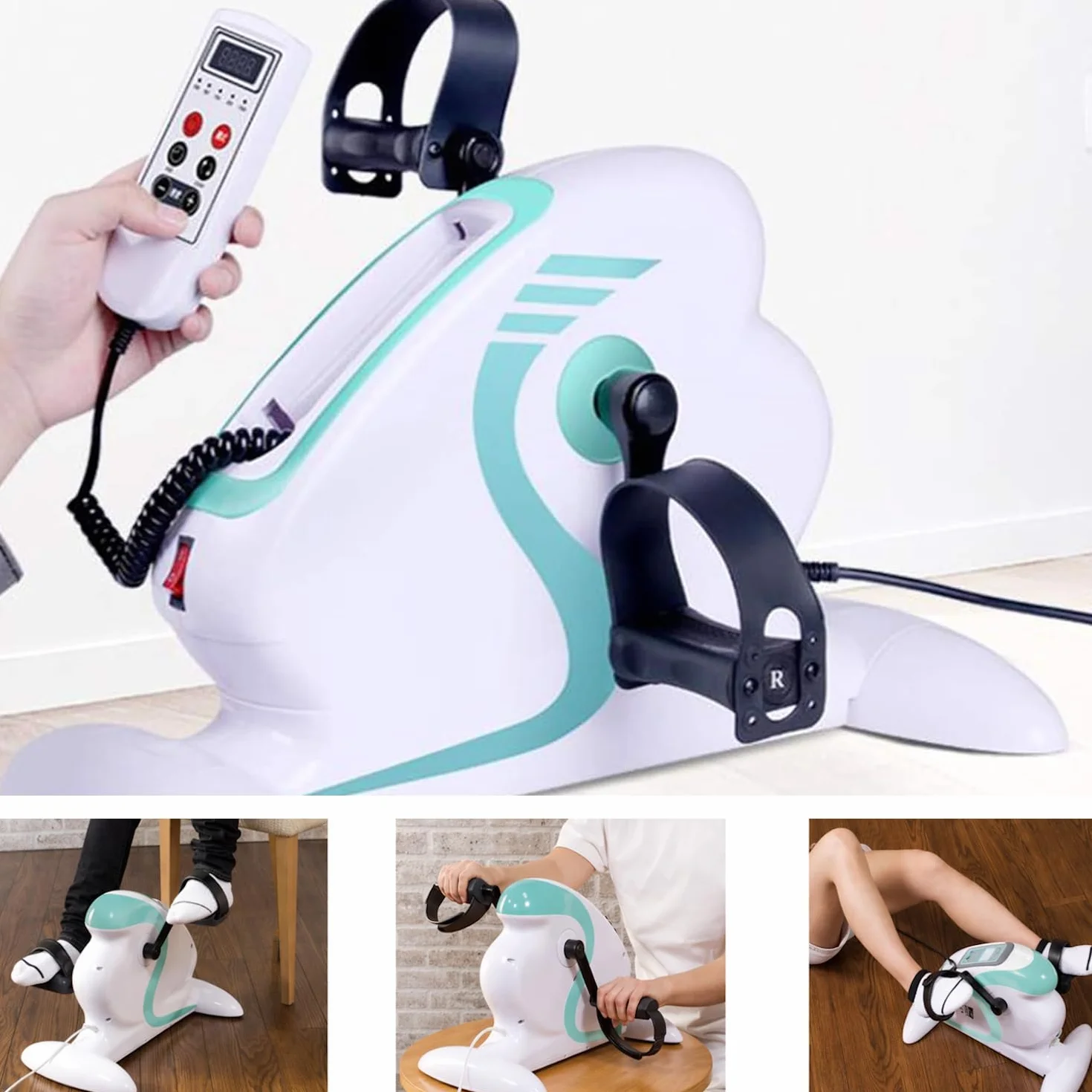 MedPlus Pédalier Électrique pour Thérapie de Réadaptation Mini Cycleette Gynastique Actif et Passif pour Bras et Jambes avec Ordinateur