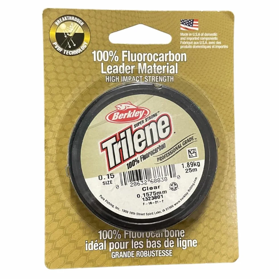 Berkley Trilene Fluorocarbon Leader 0.25 mm 25 m Ligne de Pêche Invisible Eau Douce Mer Carnassiers